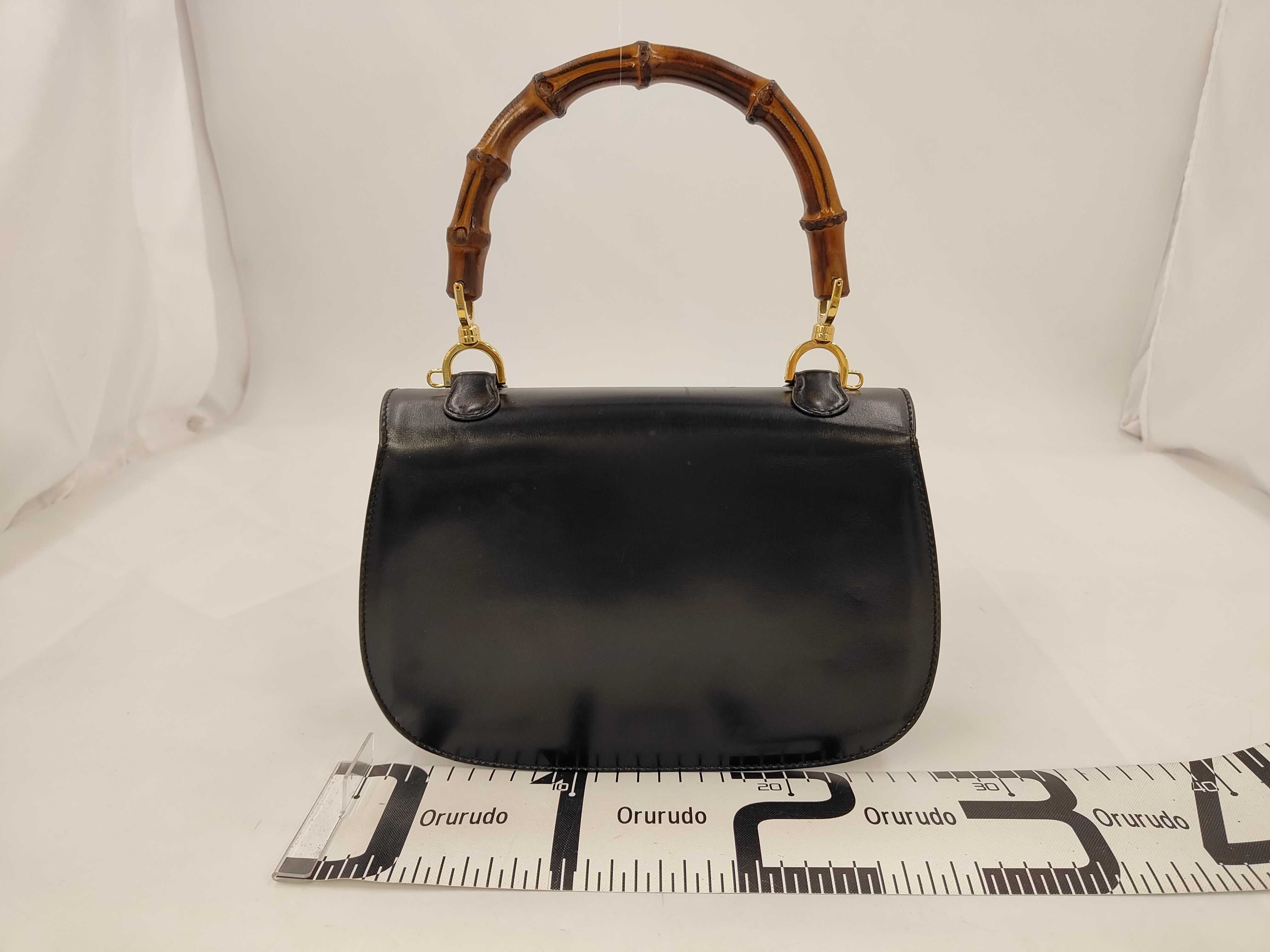 Bamboo 2-way bag, leather, black, 00020460633, handbag — view 2