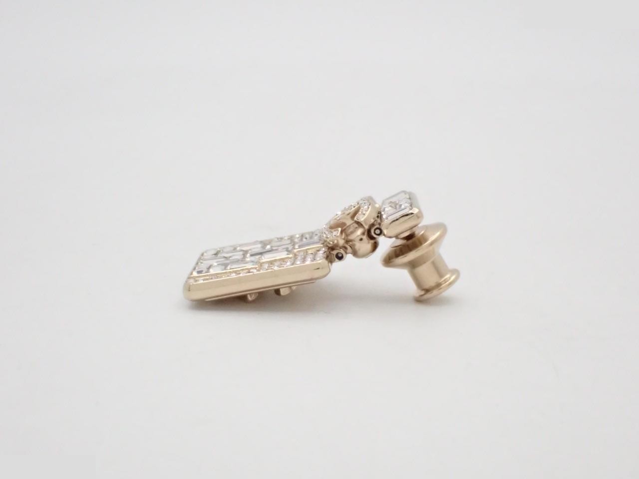brooch, Coco Mark, perfume bottle, rhinestones, gold. — view 3