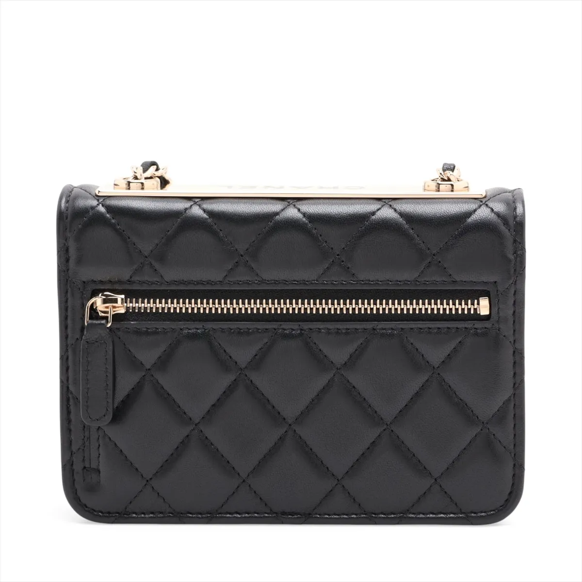 Trendy CC Lambskin Chain Shoulder Bag, Black with Gold Hardware, Random Serial Number — view 2