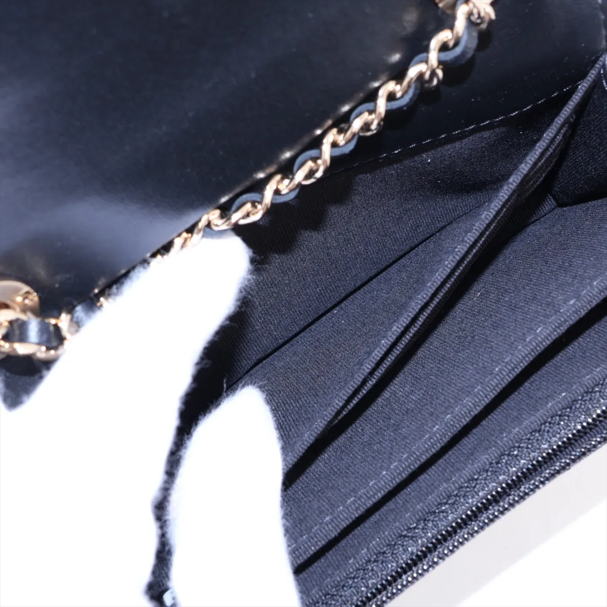 Trendy CC Lambskin Chain Shoulder Bag, Black with Gold Hardware, Random Serial Number — view 8