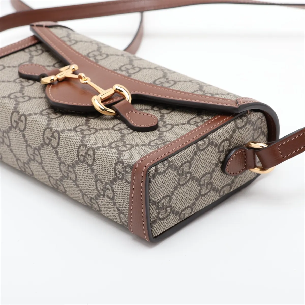 GG Supreme Horsebit 1955 PVC x Leather Shoulder Bag, Brown, 699296 — view 3