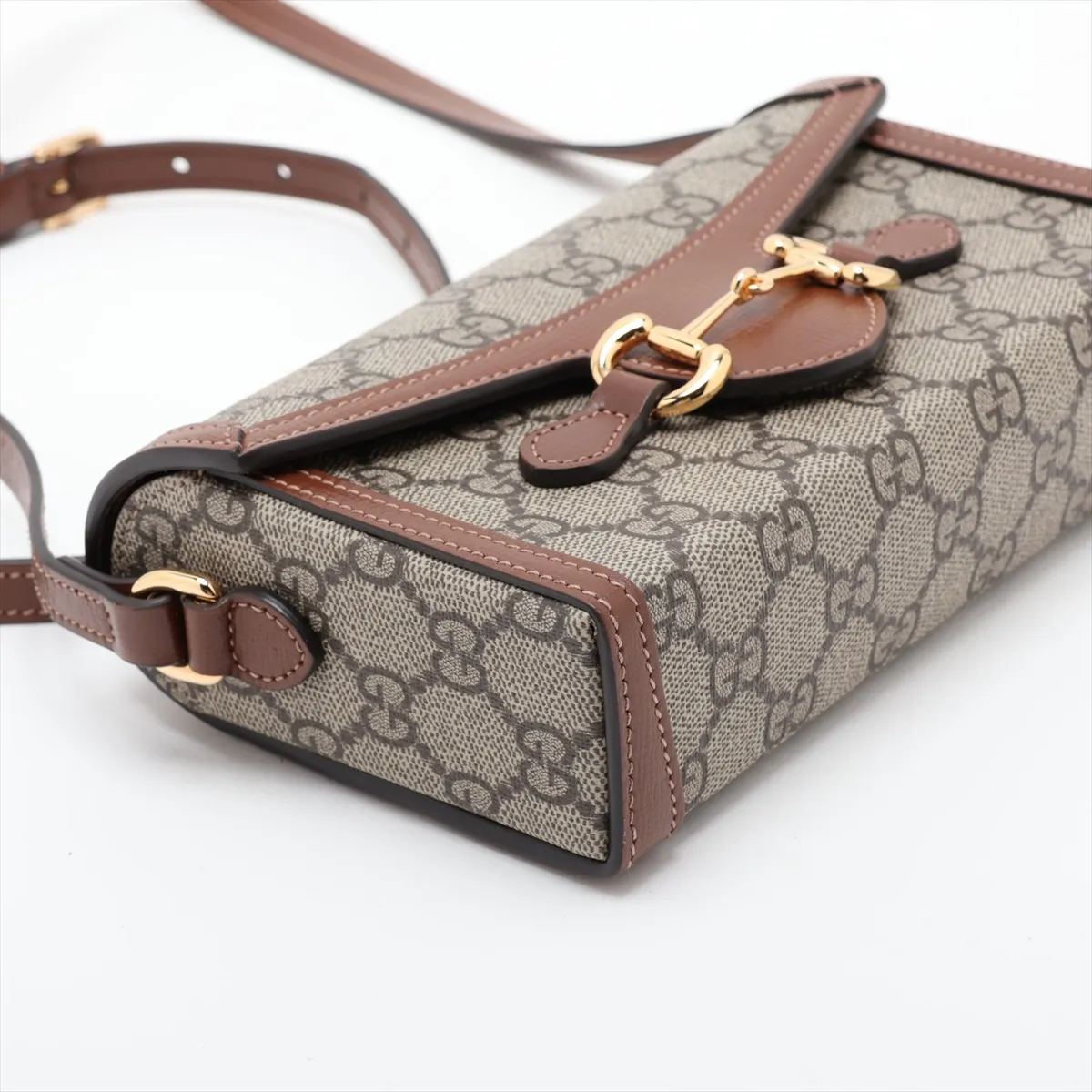 GG Supreme Horsebit 1955 PVC x Leather Shoulder Bag, Brown, 699296 — view 4