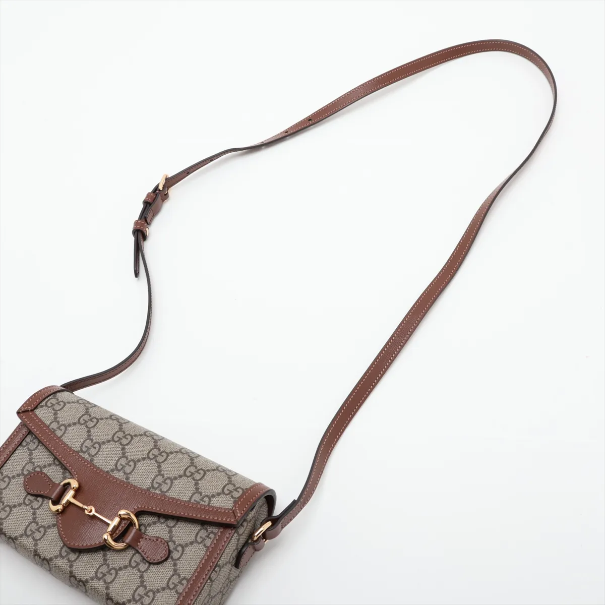 GG Supreme Horsebit 1955 PVC x Leather Shoulder Bag, Brown, 699296 — view 5
