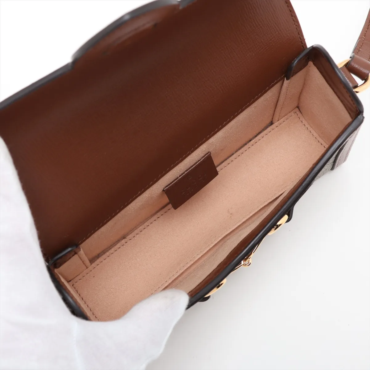 GG Supreme Horsebit 1955 PVC x Leather Shoulder Bag, Brown, 699296 — view 6