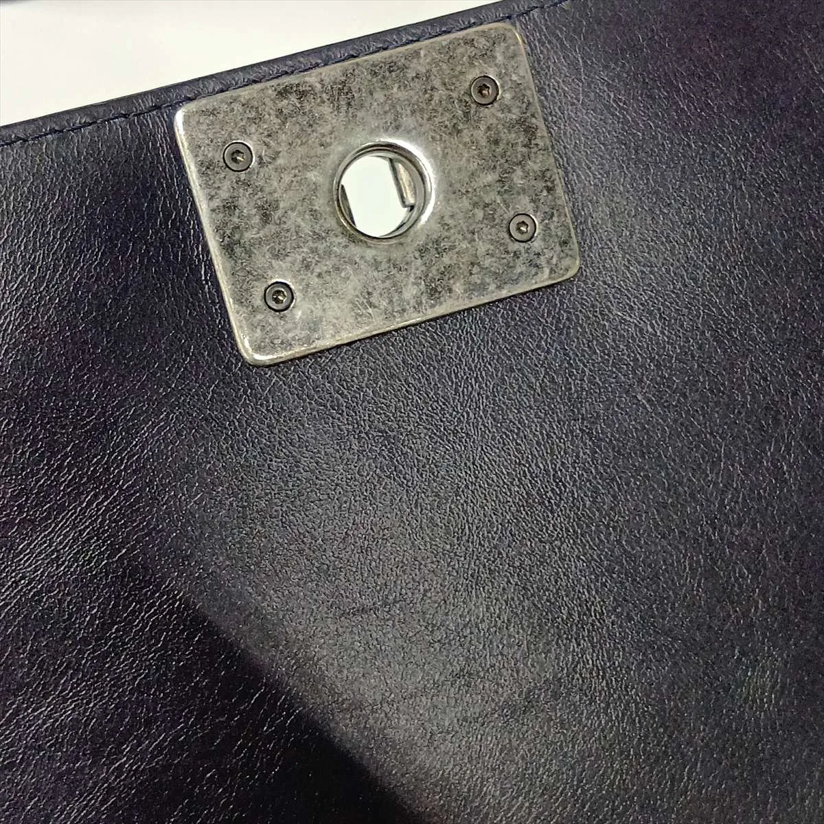 Boy Chanel 28 Large Leather Chain Shoulder Bag, Navy with Gunmetal Hardware, 21206419, Serial Number 21, A92193 — view 14