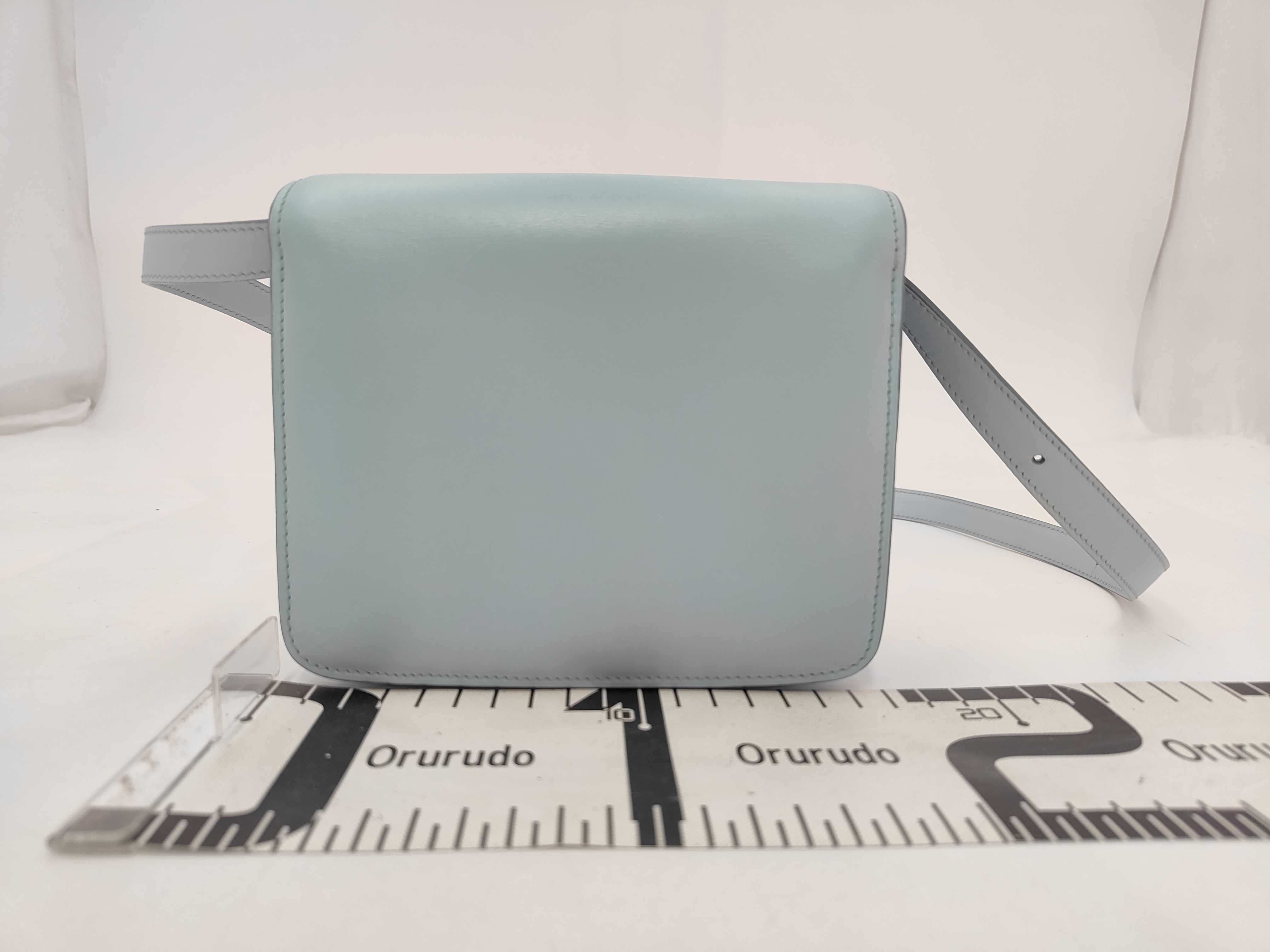 Classic Box Small Leather Shoulder Bag, Light Blue — view 2