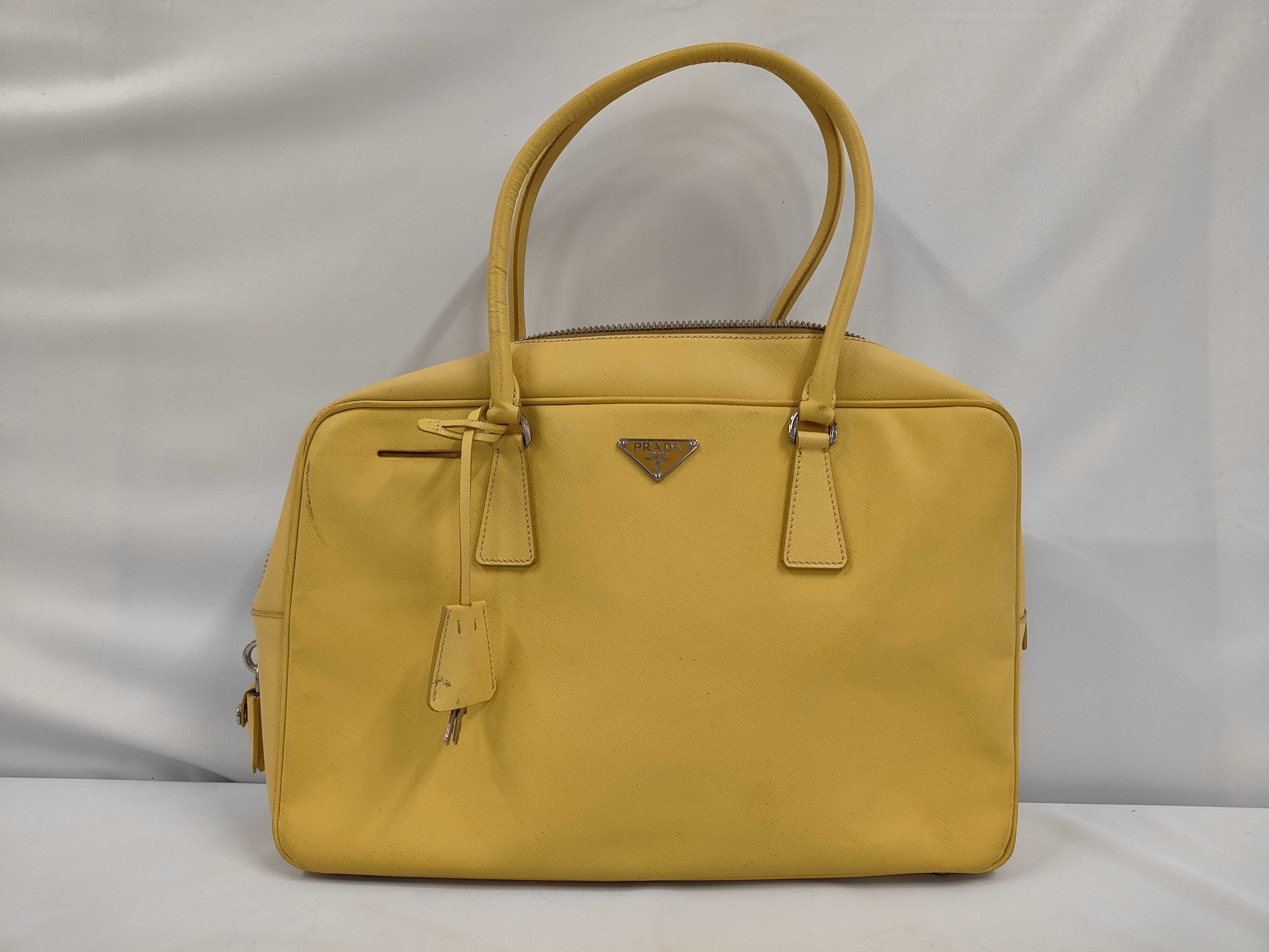 Saffiano Handbag Boston Triangle Logo Handbag