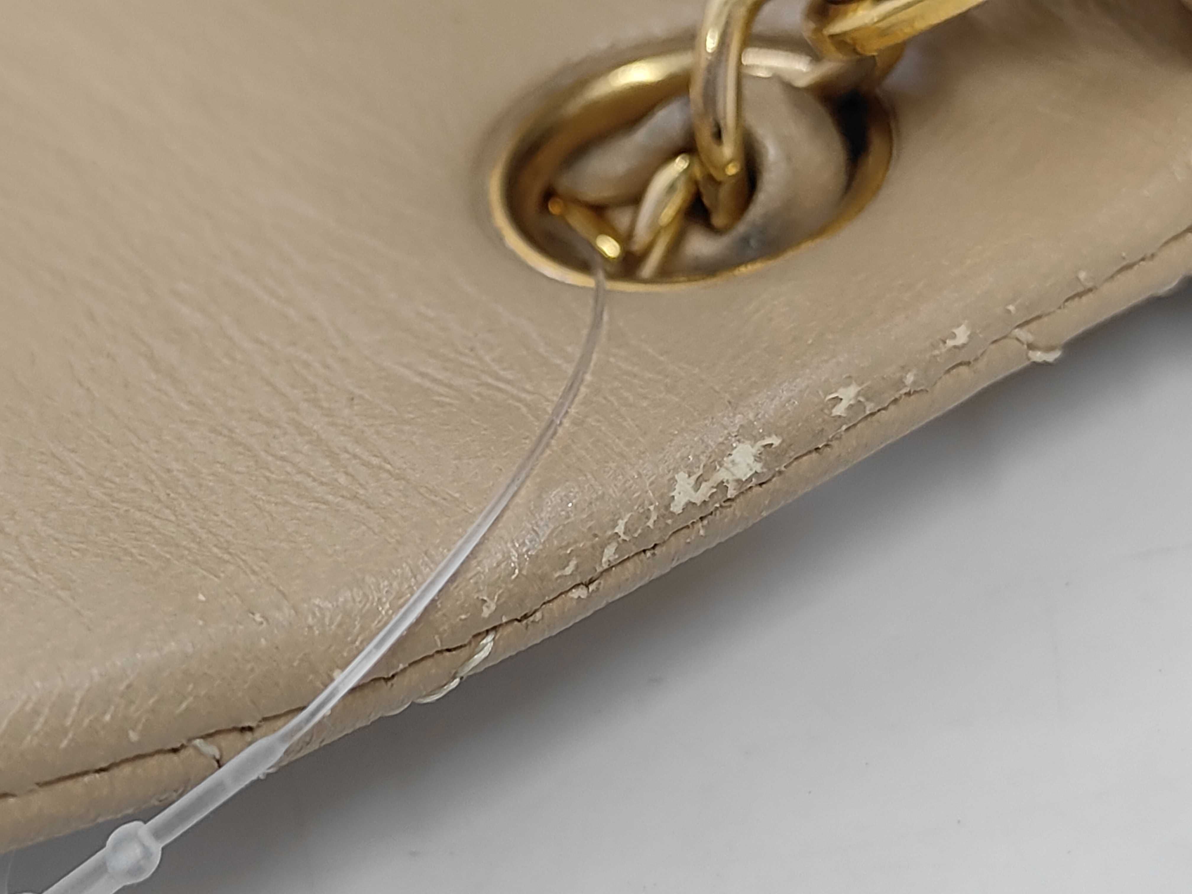 Lambskin Matelassé 20 Beige Single Flap Gold Hardware Chain Shoulder Bag — view 9