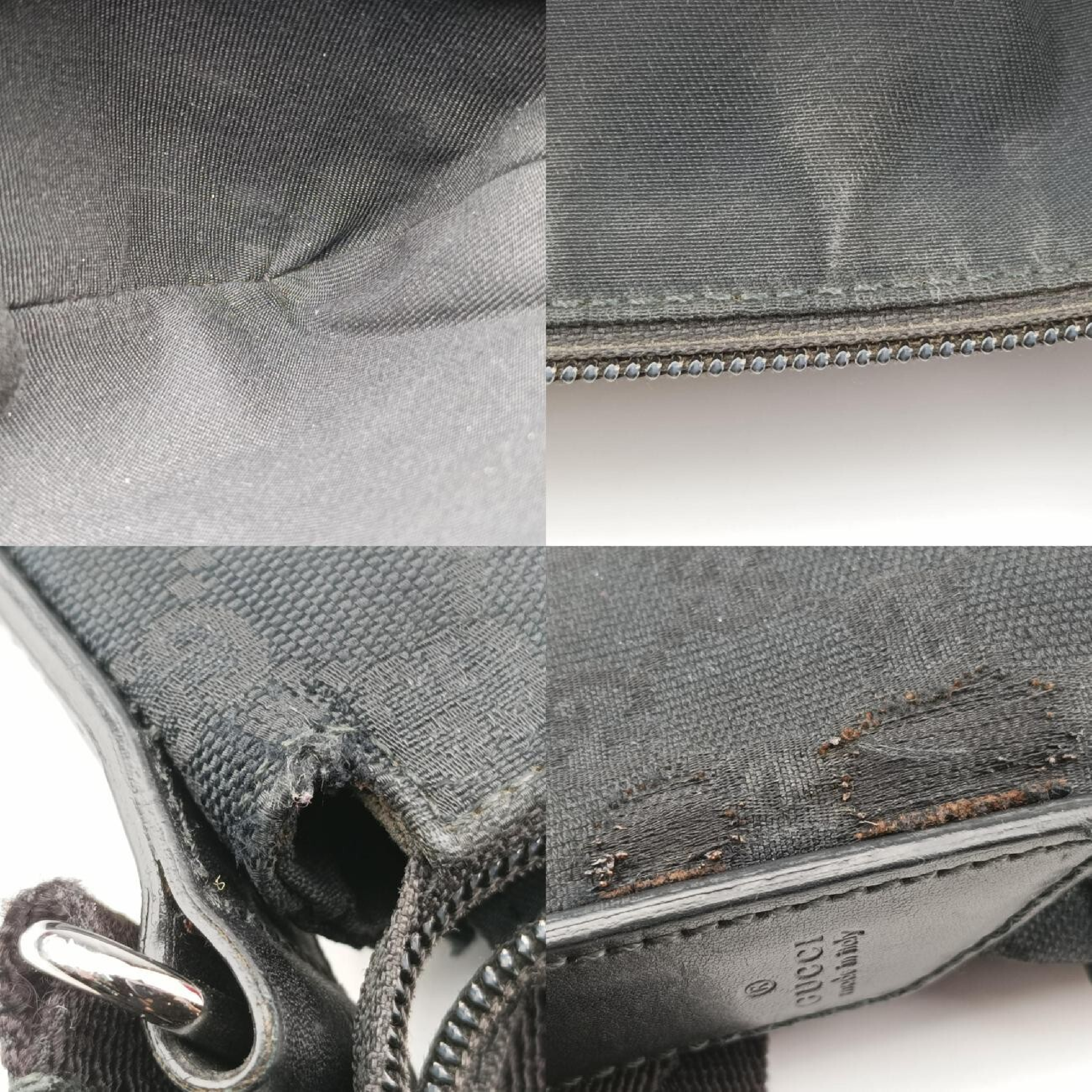 Flora Black Leather x Canvas Shoulder Bag 145857 E010120725 — view 9