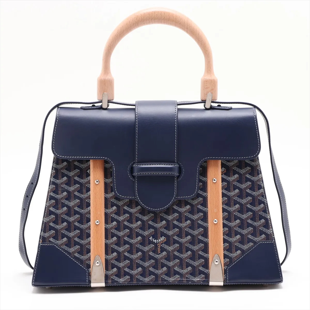 Saigon GM PVC x Leather 2-Way Handbag, Navy