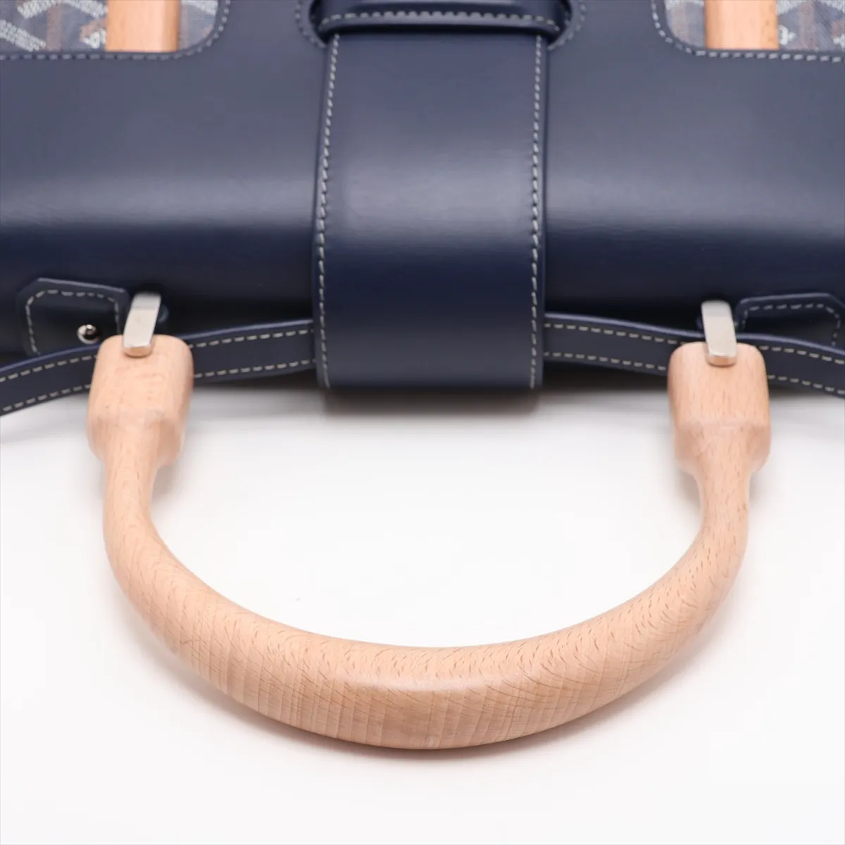 Saigon GM PVC x Leather 2-Way Handbag, Navy — view 5