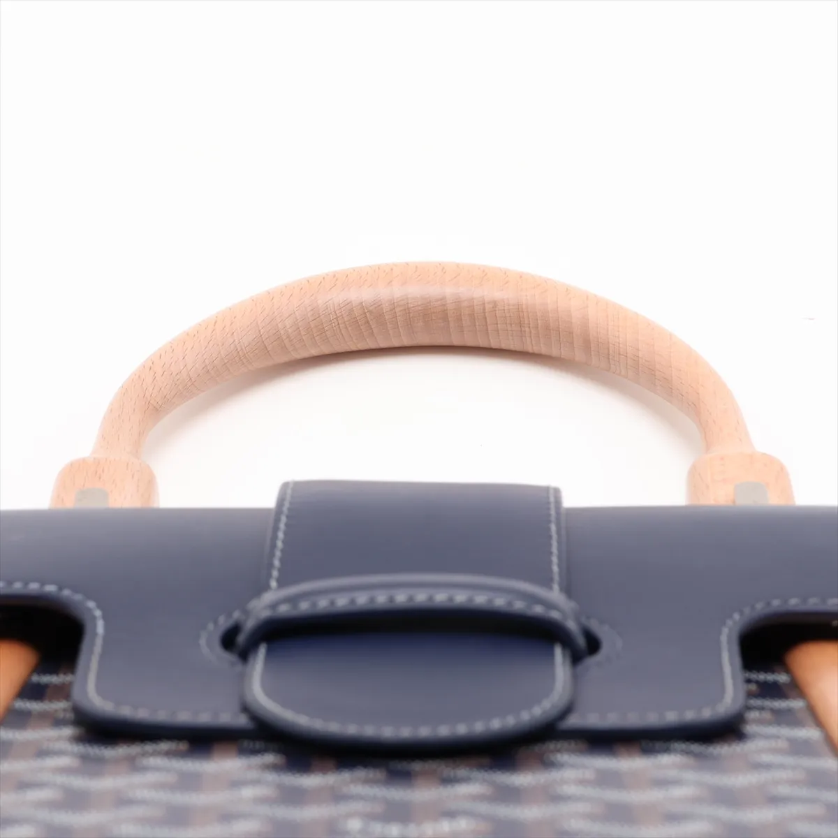 Saigon GM PVC x Leather 2-Way Handbag, Navy — view 6