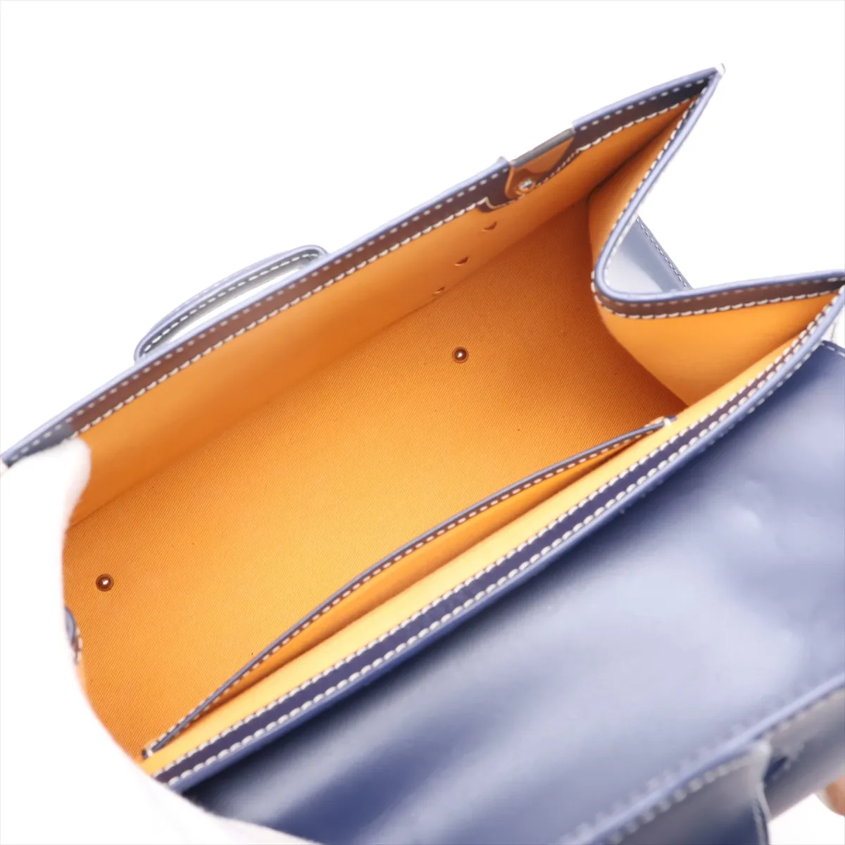 Saigon GM PVC x Leather 2-Way Handbag, Navy — view 8