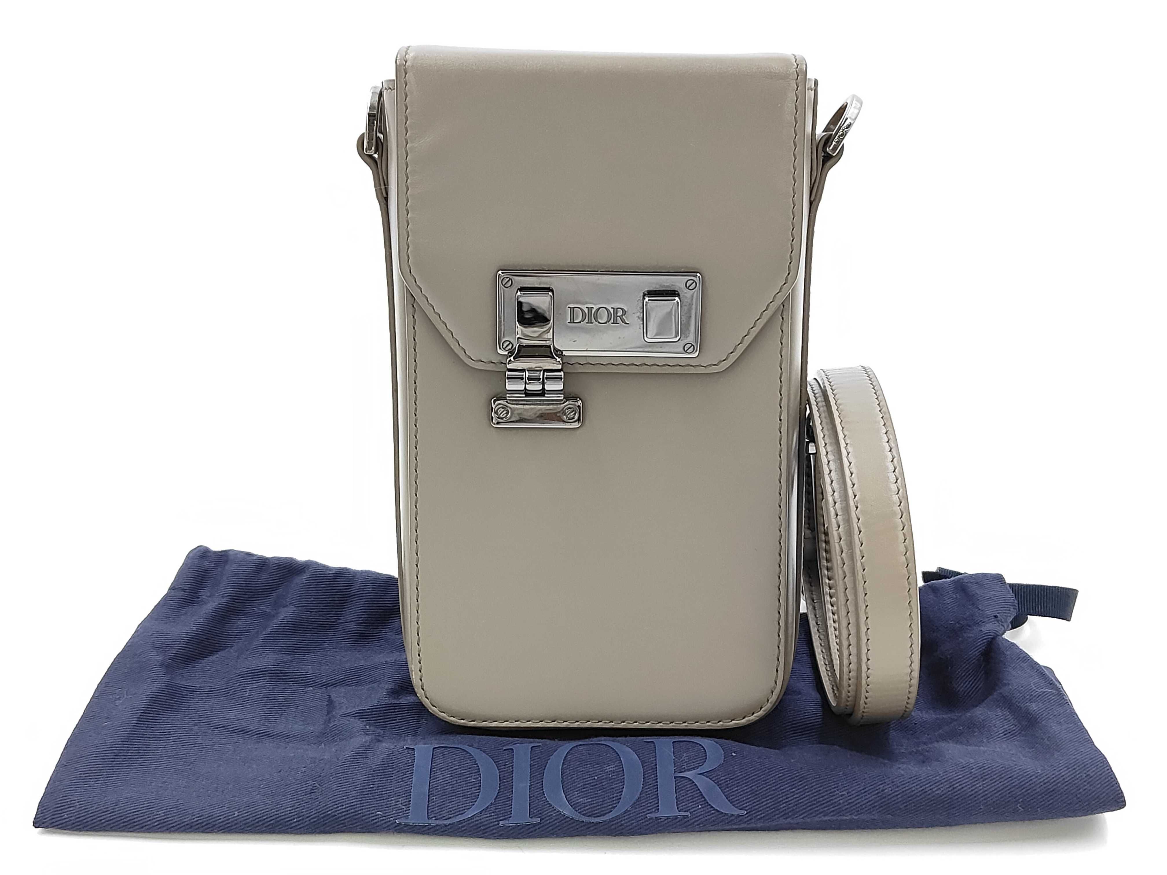 Phone Pouch Shoulder Bag Leather Gray Shoulder Bag