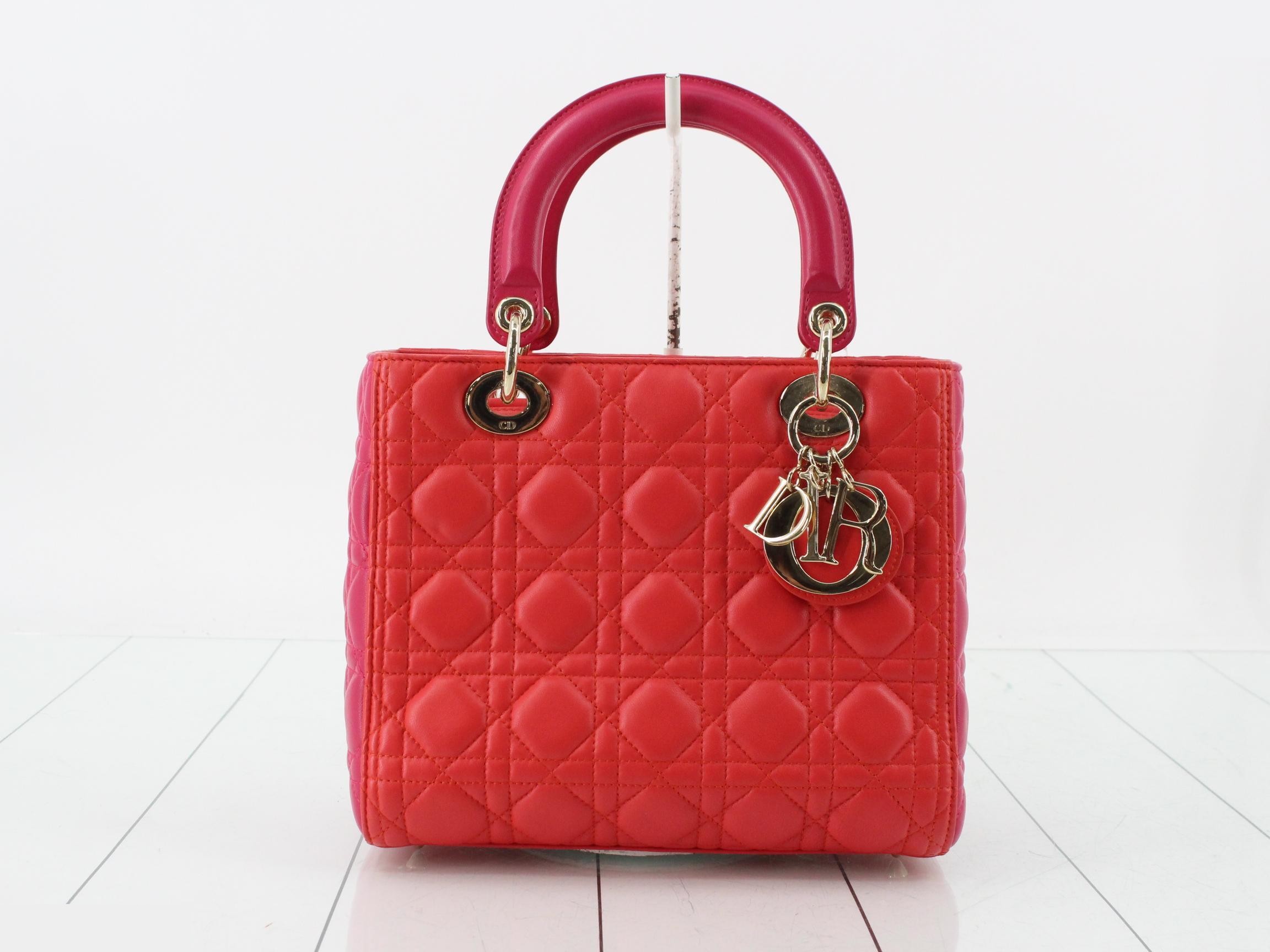 Lady Dior Cannage Lamb 2-Way Handbag