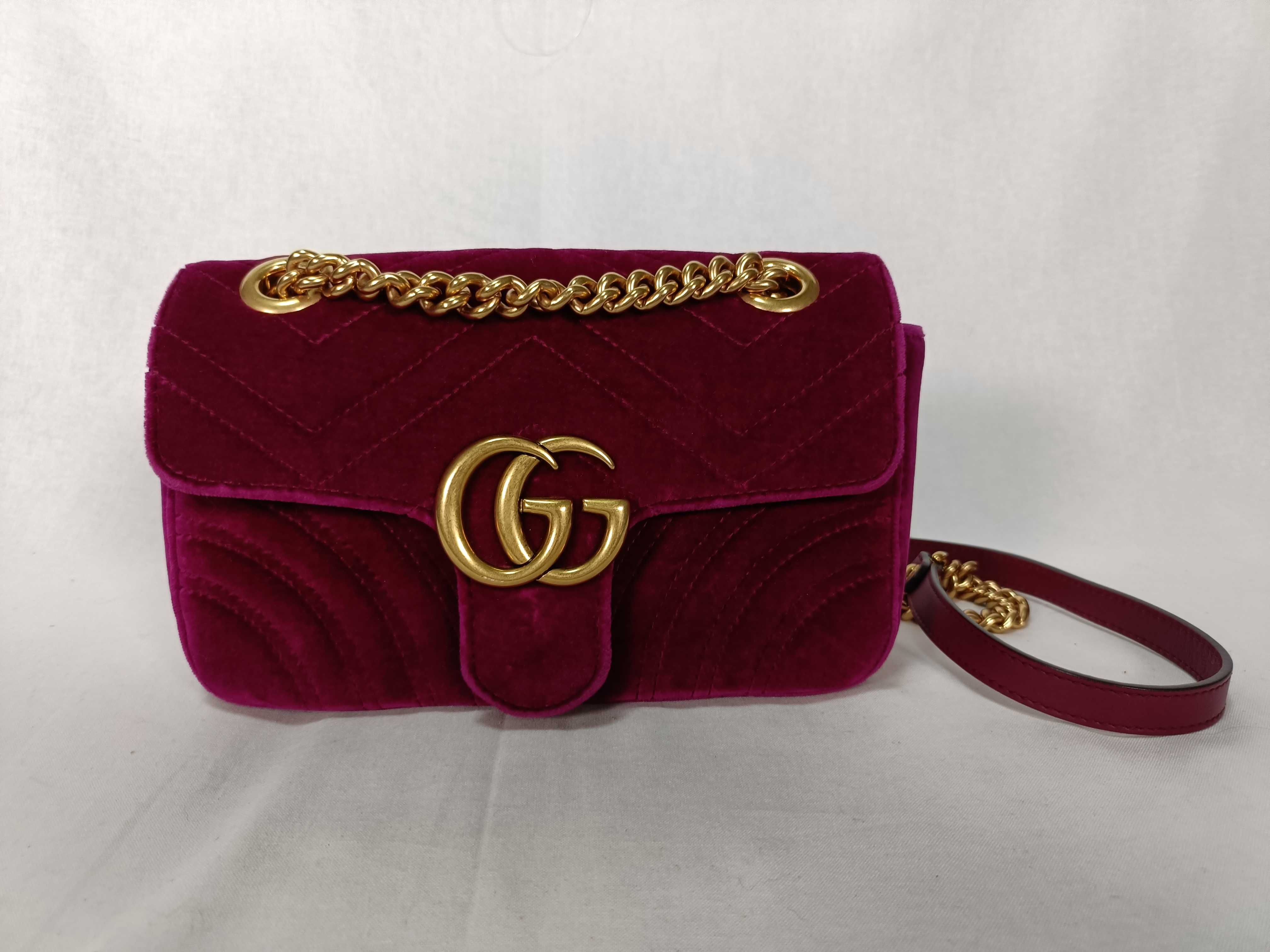 GG Marmont Velour Chain Shoulder Bag, Purple, 446744 (Shoulder Bag)
