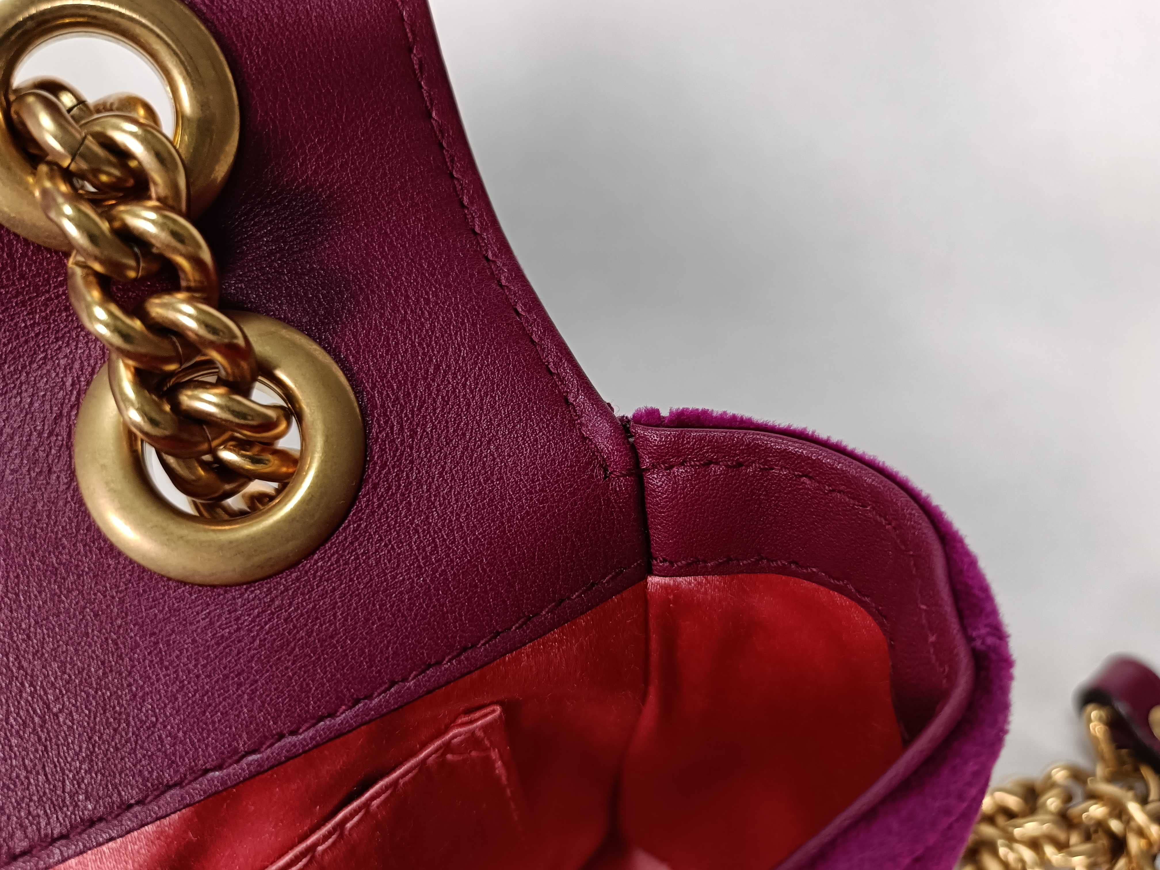 GG Marmont Velour Chain Shoulder Bag, Purple, 446744 (Shoulder Bag) — view 6