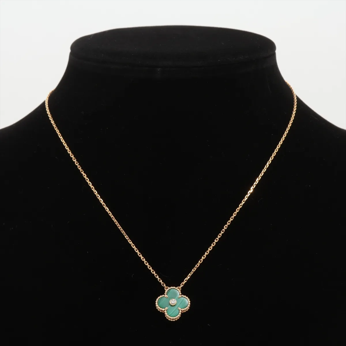 Vintage Alhambra Malachite Diamond Necklace 750(YG) 7.0g JE035776 Stone Scar — view 5
