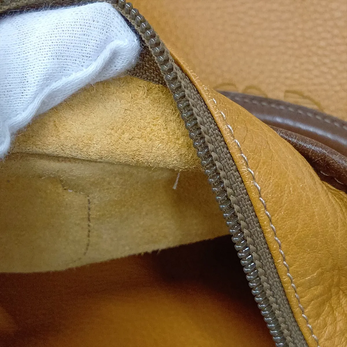 Amazona 32 Leather Handbag, Beige x Brown — view 13