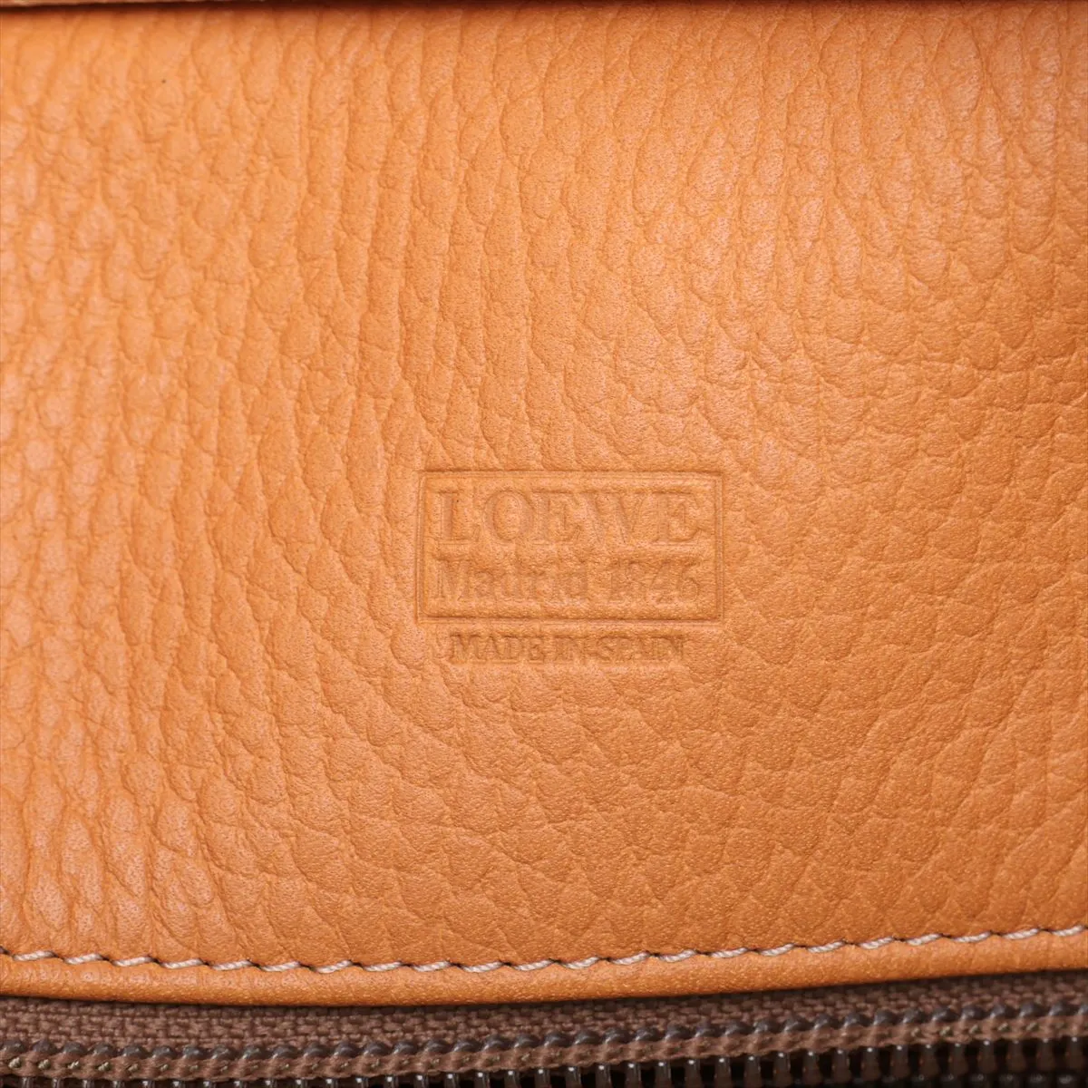 Amazona 32 Leather Handbag, Beige x Brown — view 9