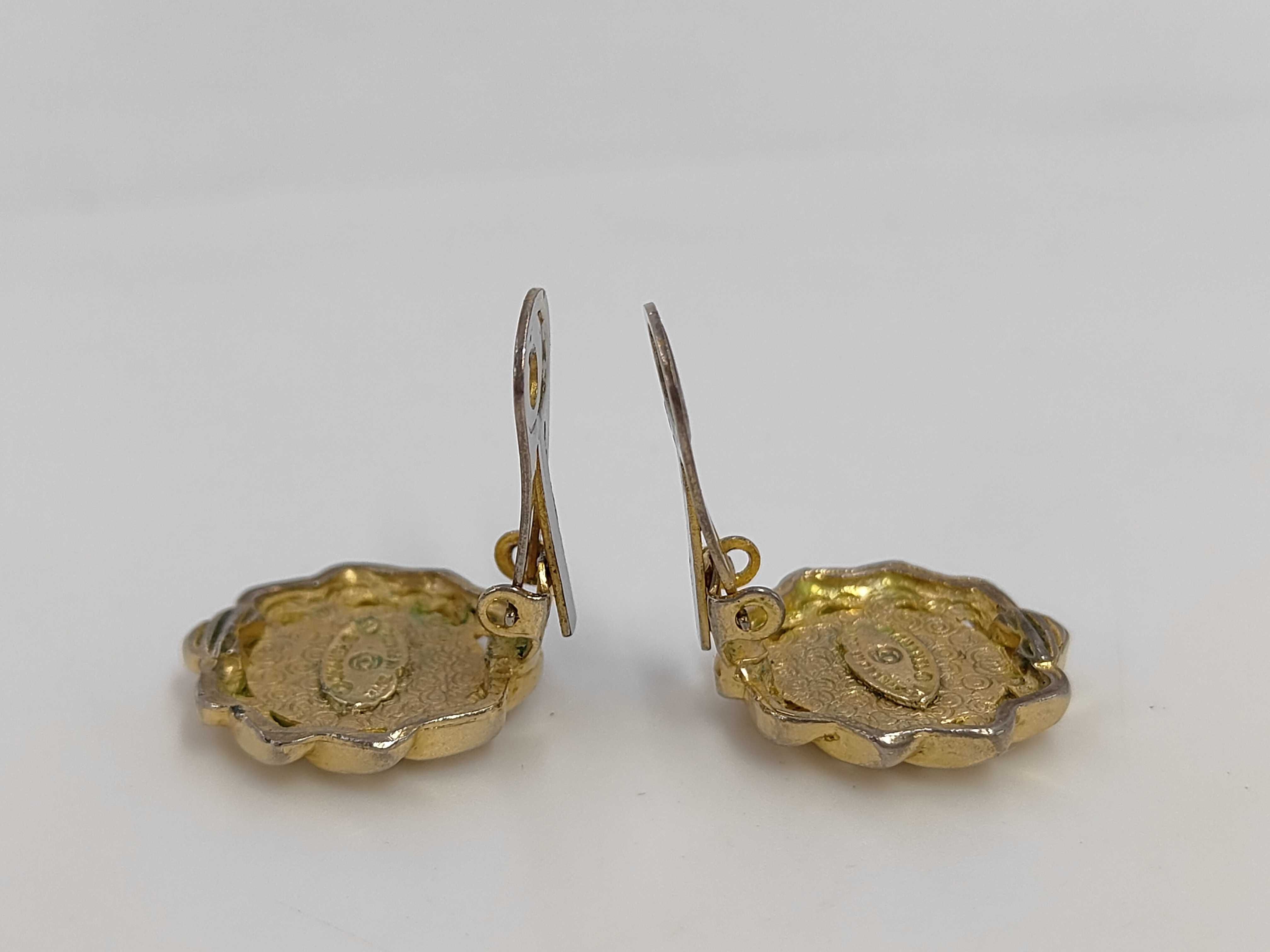 Coco Mark Gold Black Rhinestone Earrings — view 4