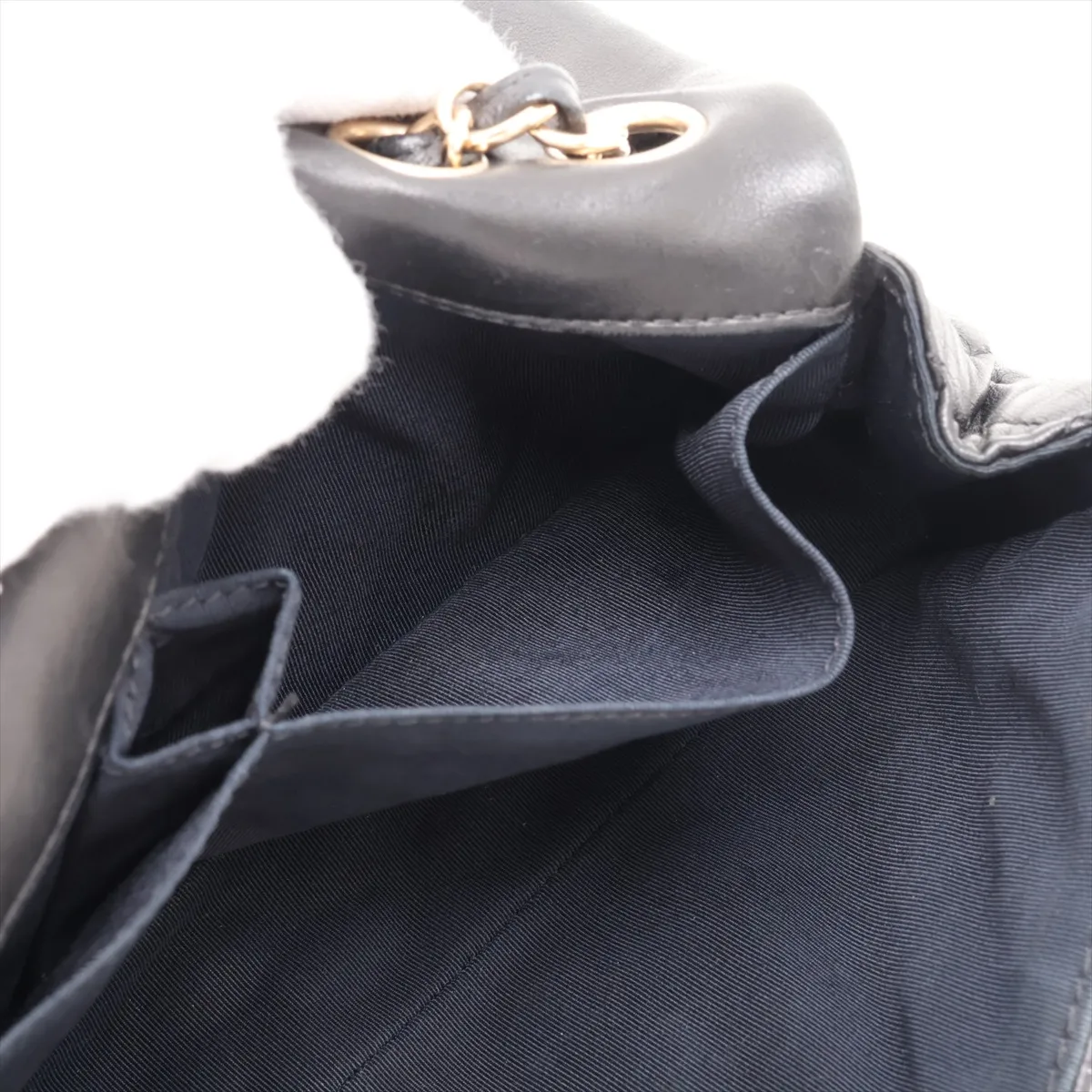 Matelassé Leather Single Flap Double Chain Bag, Heart Design, Black with Gold Hardware, 13361316 (Serial Number 13) — view 8