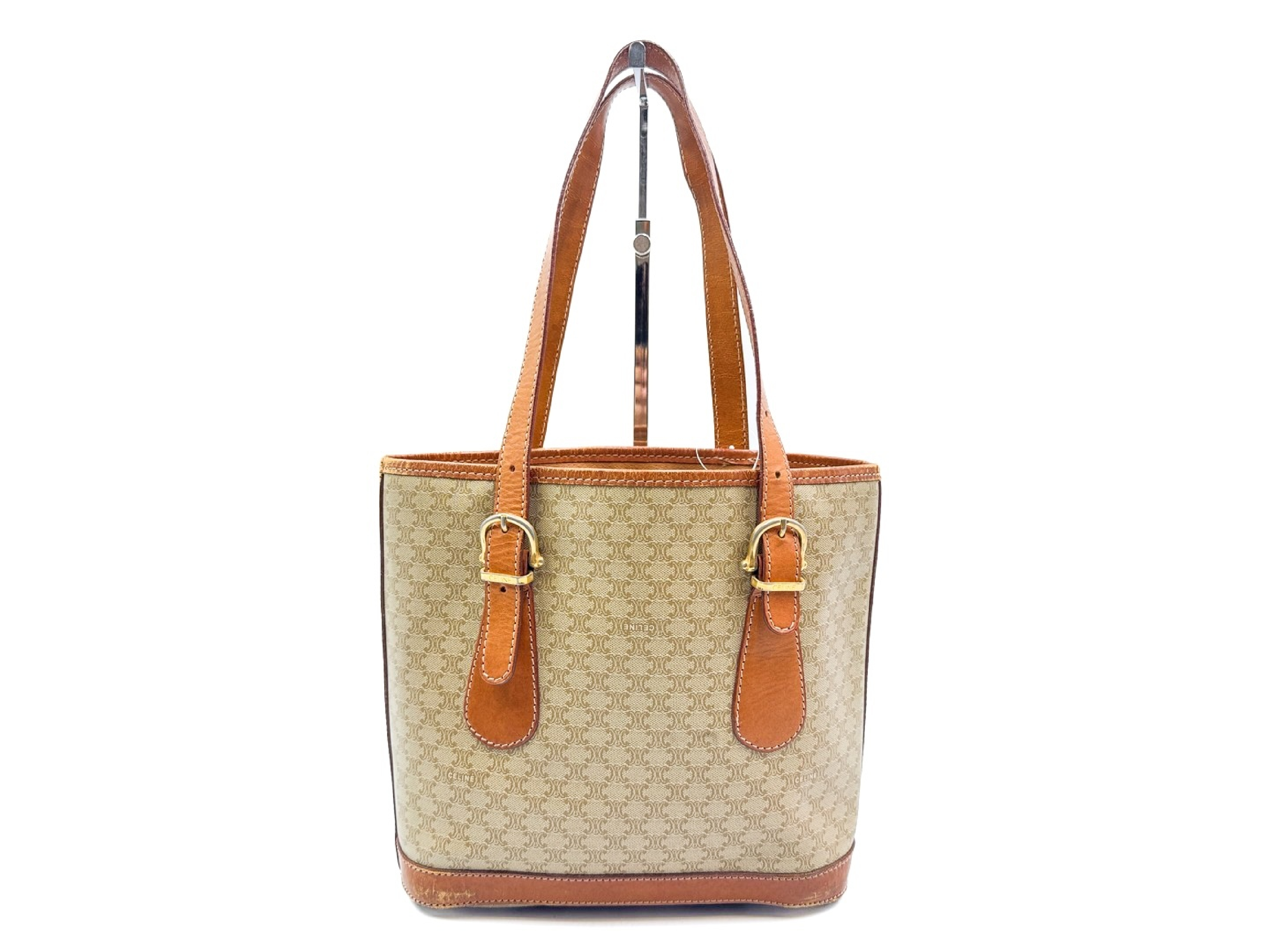 Macadam pattern bucket leather tote bag with gold hardware — view 2