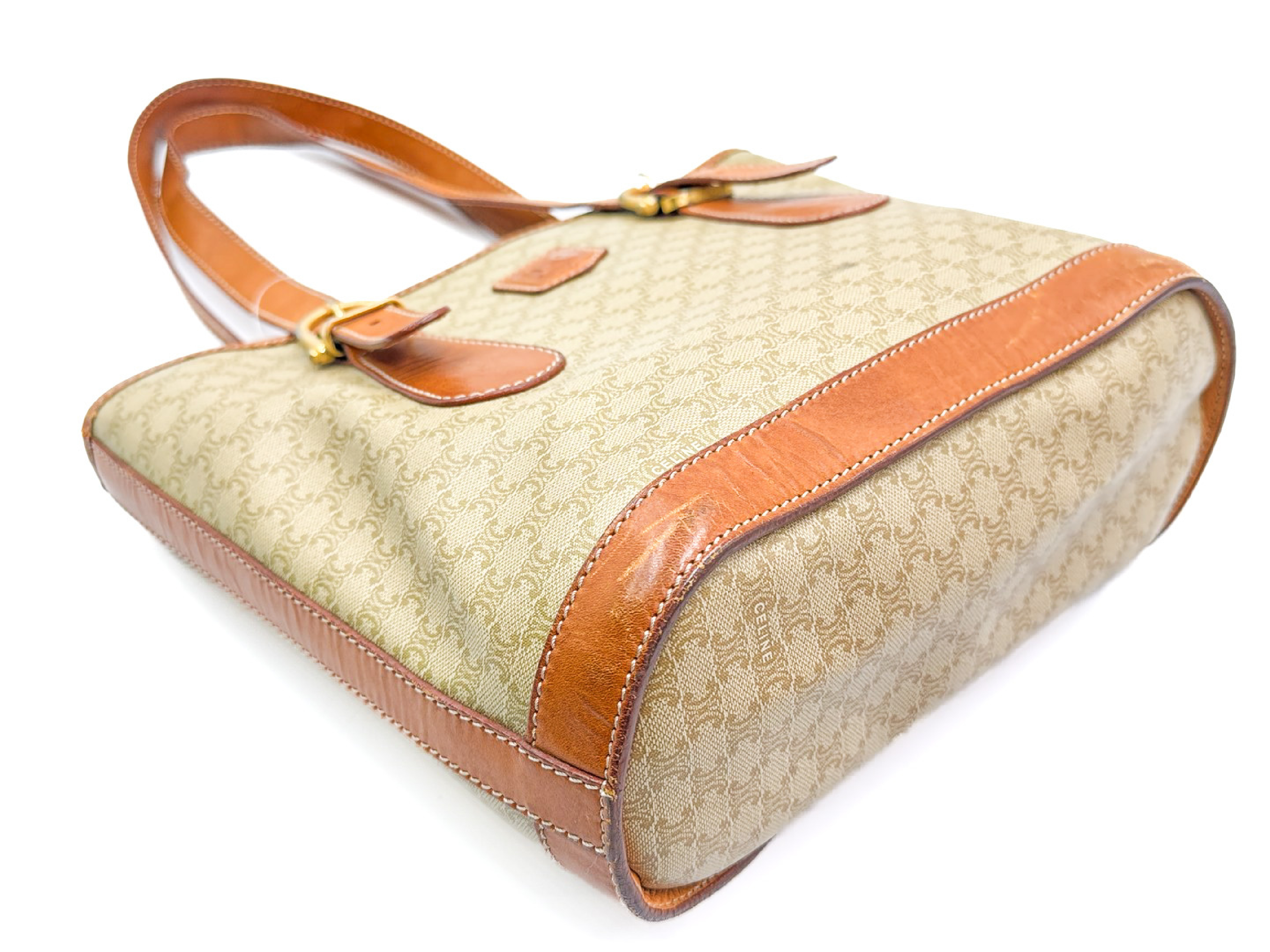 Macadam pattern bucket leather tote bag with gold hardware — view 6