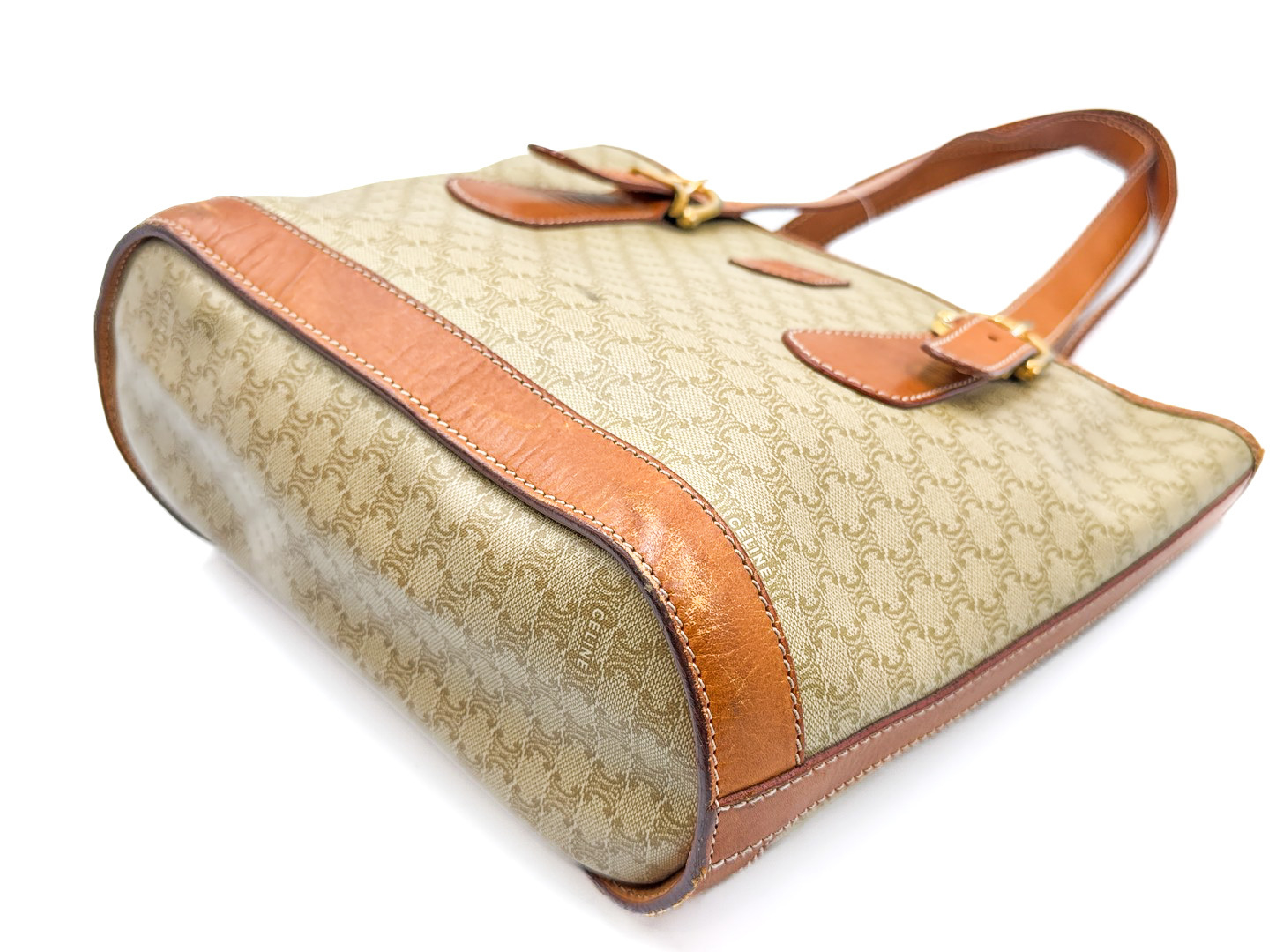 Macadam pattern bucket leather tote bag with gold hardware — view 7