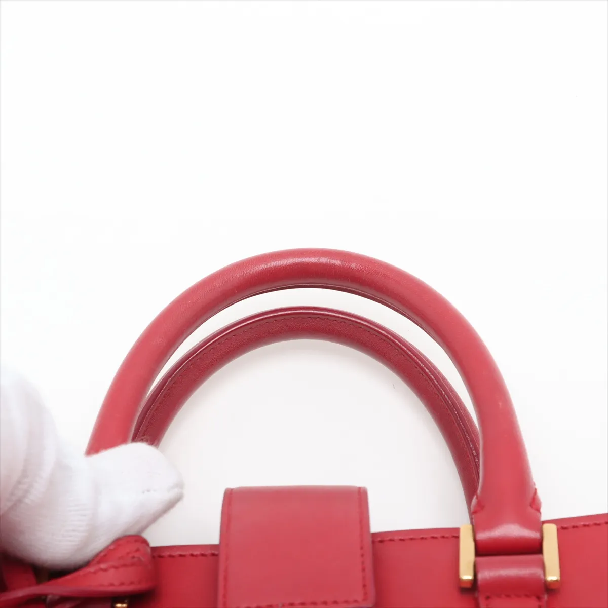 Baby Cabas Leather Handbag, Red, 372087 — view 6