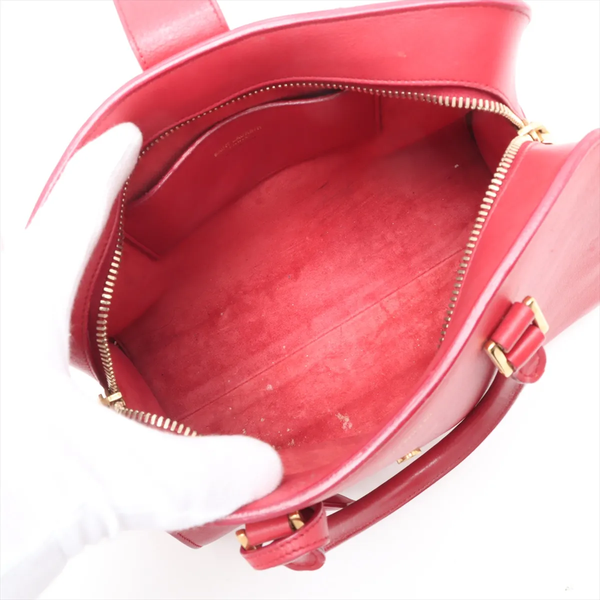 Baby Cabas Leather Handbag, Red, 372087 — view 7