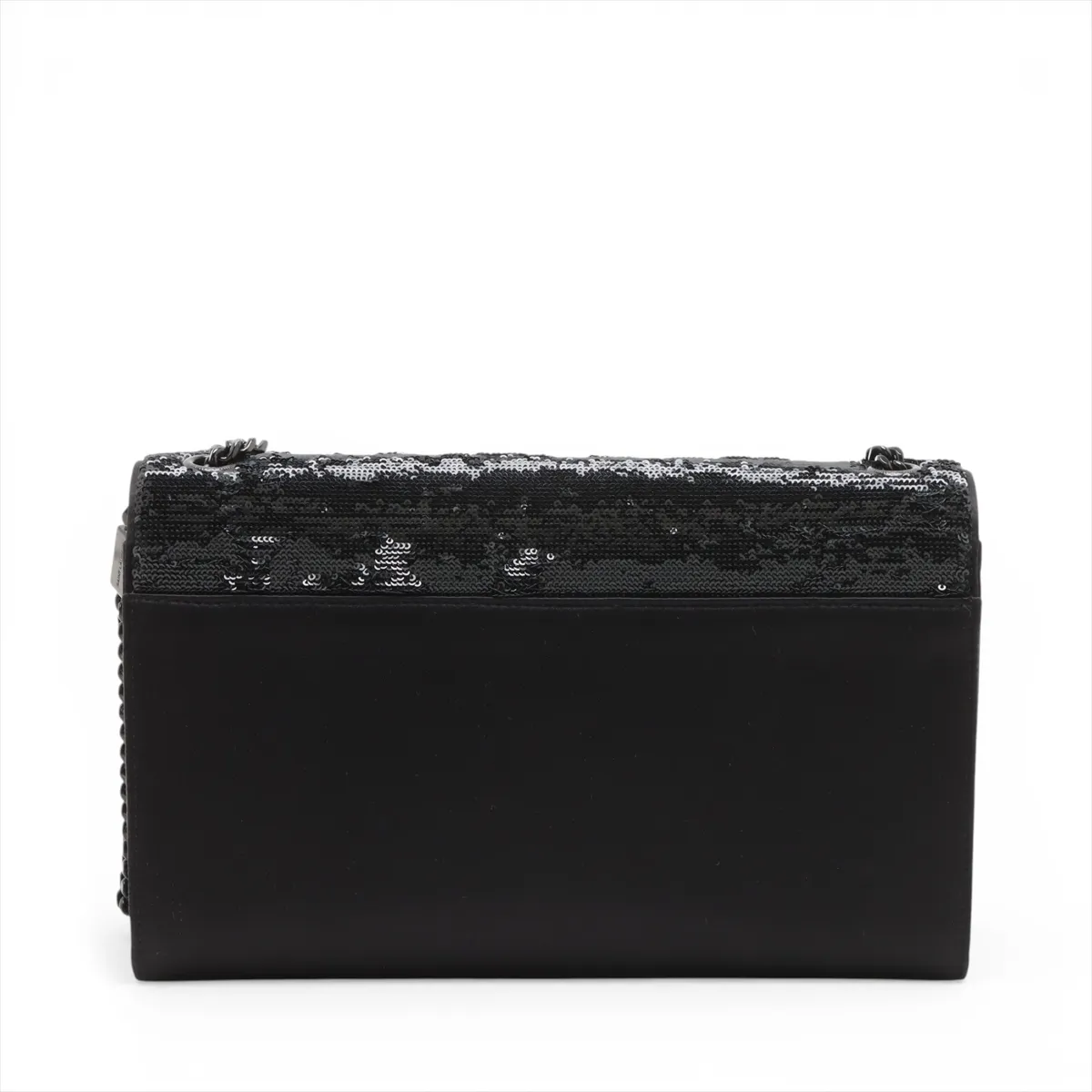 Kate Sequin x Silk Satin Chain Shoulder Bag, Black, 487241 — view 2