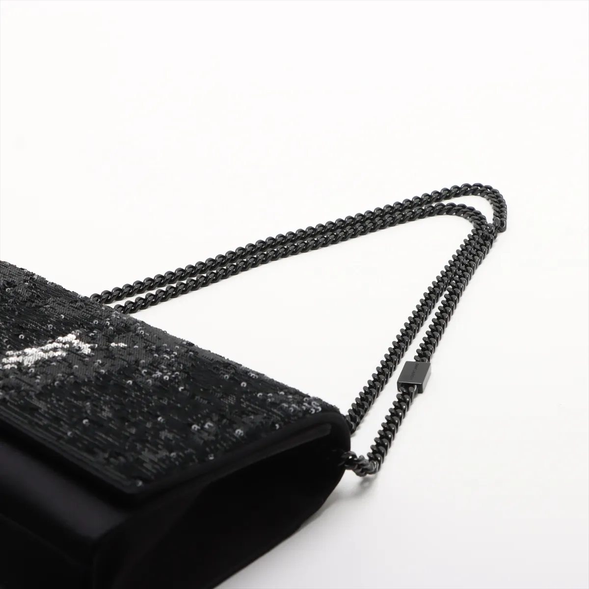 Kate Sequin x Silk Satin Chain Shoulder Bag, Black, 487241 — view 5