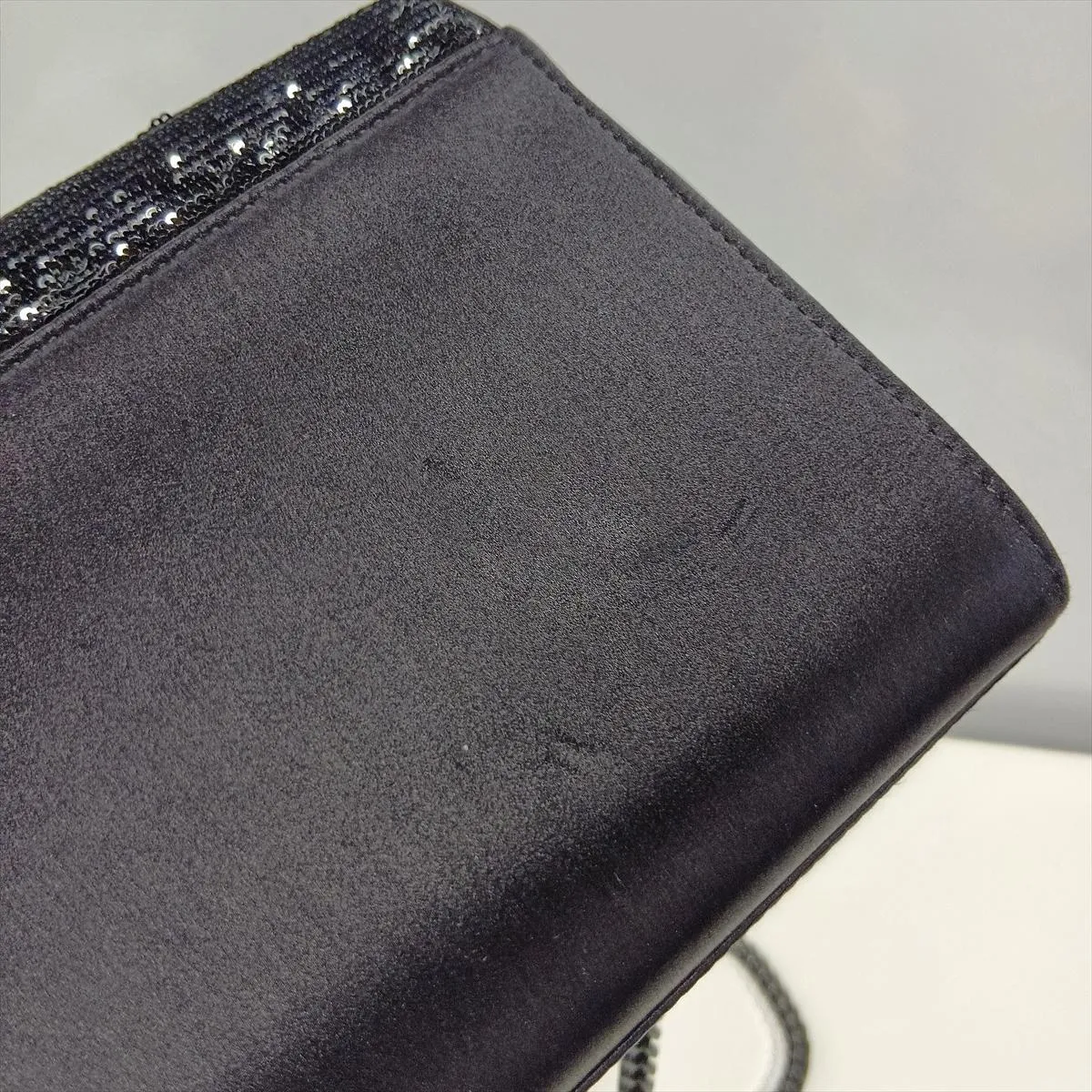 Kate Sequin x Silk Satin Chain Shoulder Bag, Black, 487241 — view 9