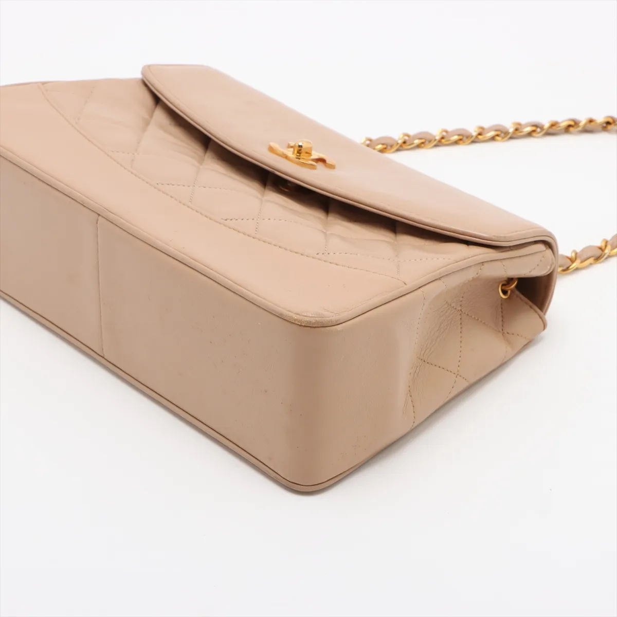 Matelasse Lambskin Single Flap Single Chain Bag Beige Gold Hardware 1697725 No. 1 — view 3