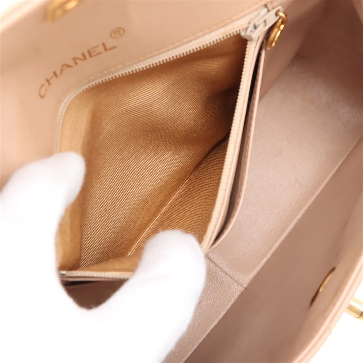 Matelasse Lambskin Single Flap Single Chain Bag Beige Gold Hardware 1697725 No. 1 — view 7