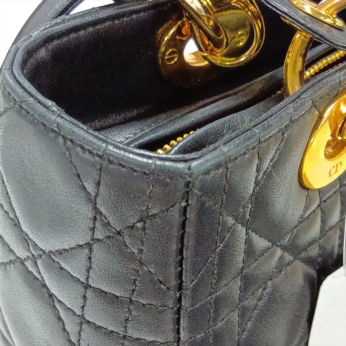 Cannage Lady Dior Leather 2-Way Handbag, Black — view 11