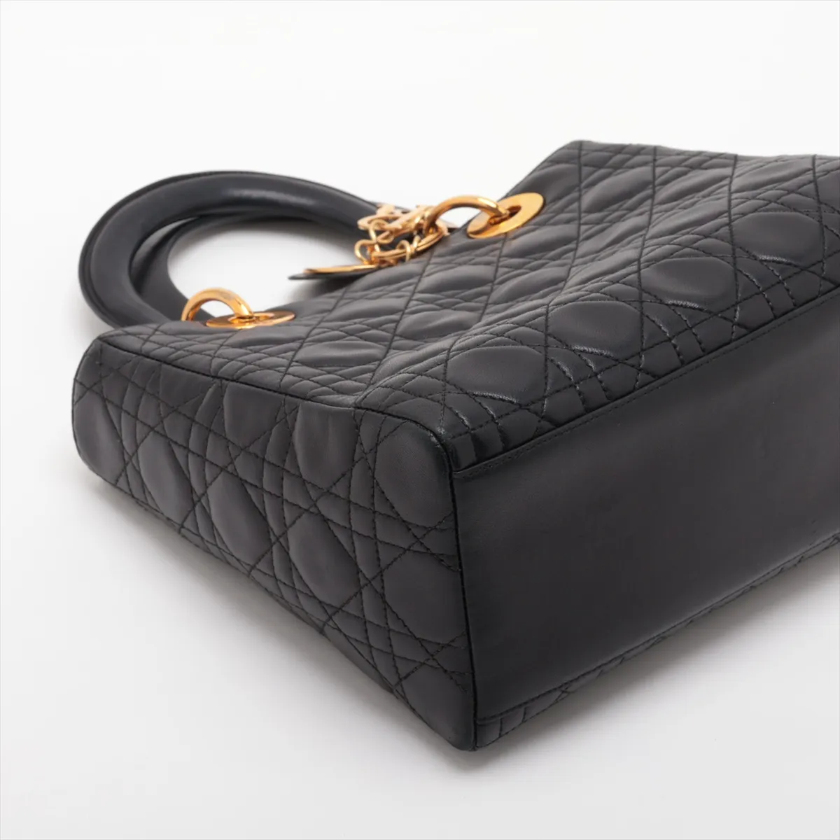 Cannage Lady Dior Leather 2-Way Handbag, Black — view 4