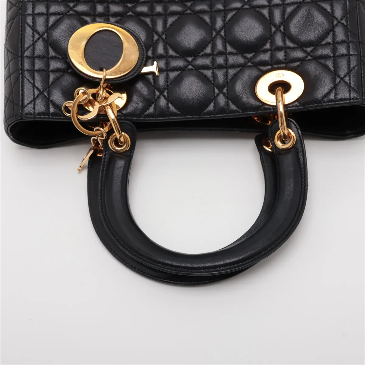 Cannage Lady Dior Leather 2-Way Handbag, Black — view 5
