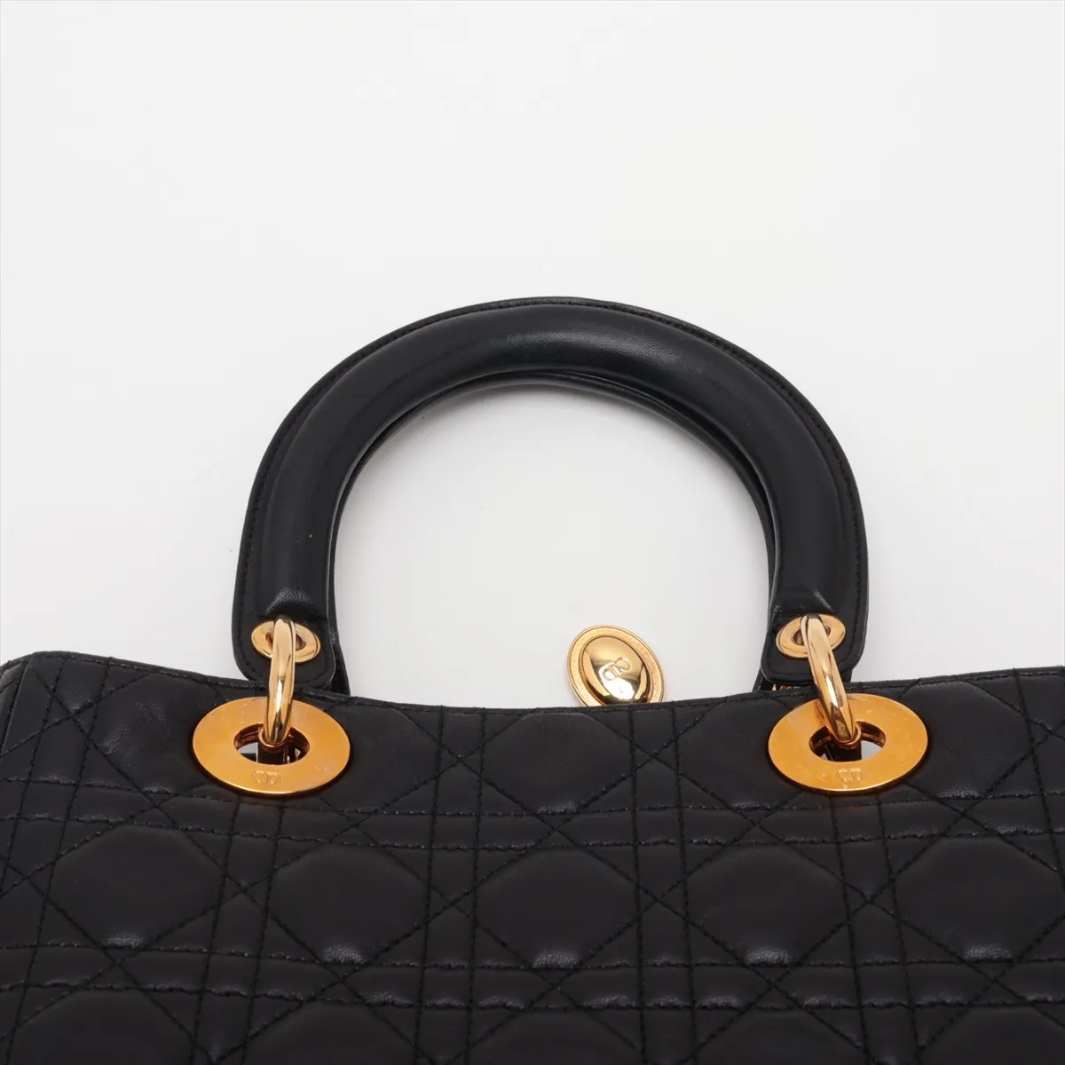 Cannage Lady Dior Leather 2-Way Handbag, Black — view 6