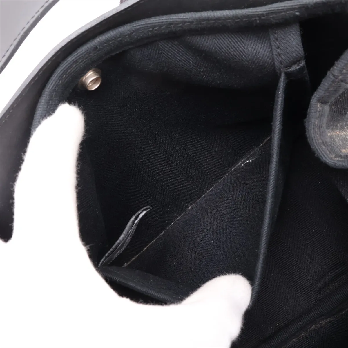 Valparaiso PM Toile Chevron x Leather Black Silver Hardware — view 8