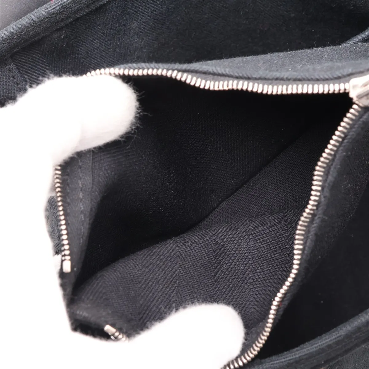 Valparaiso PM Toile Chevron x Leather Black Silver Hardware — view 9