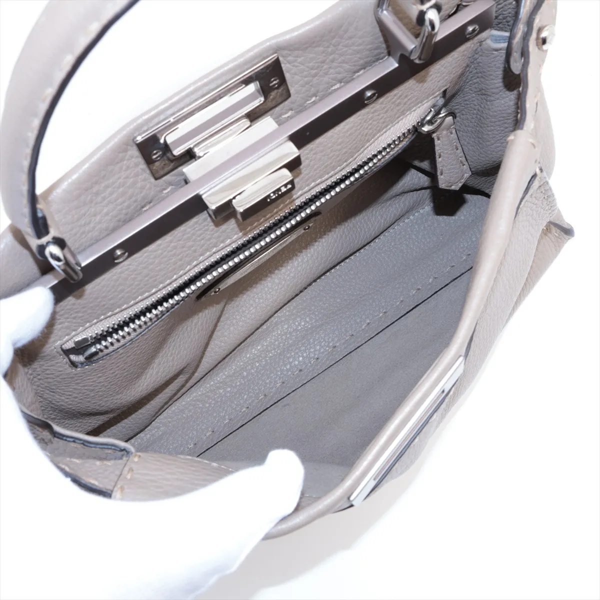 Peekaboo Regular Selleria Leather 2WAY Handbag Brown 8BN290 — view 8