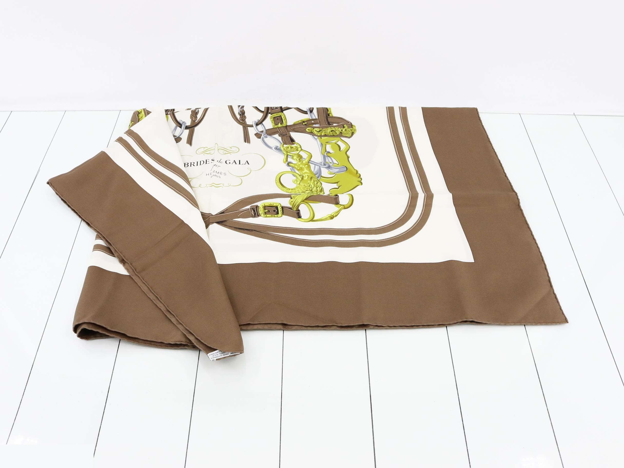 Carre 90 BRIDES de GALA (with tag) Brown White — view 3