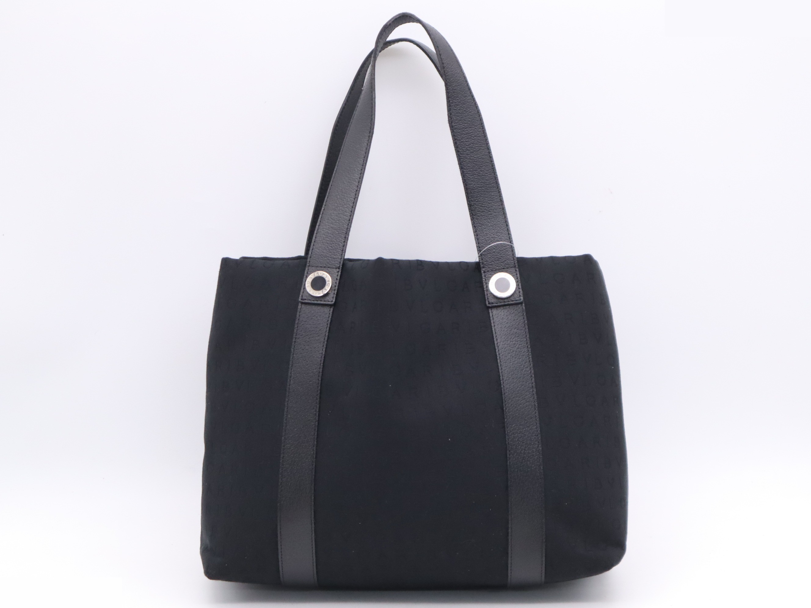 Canvas x Leather Logo Mania Tote Bag, Black, Silver Hardware, with Dust Bag — view 2