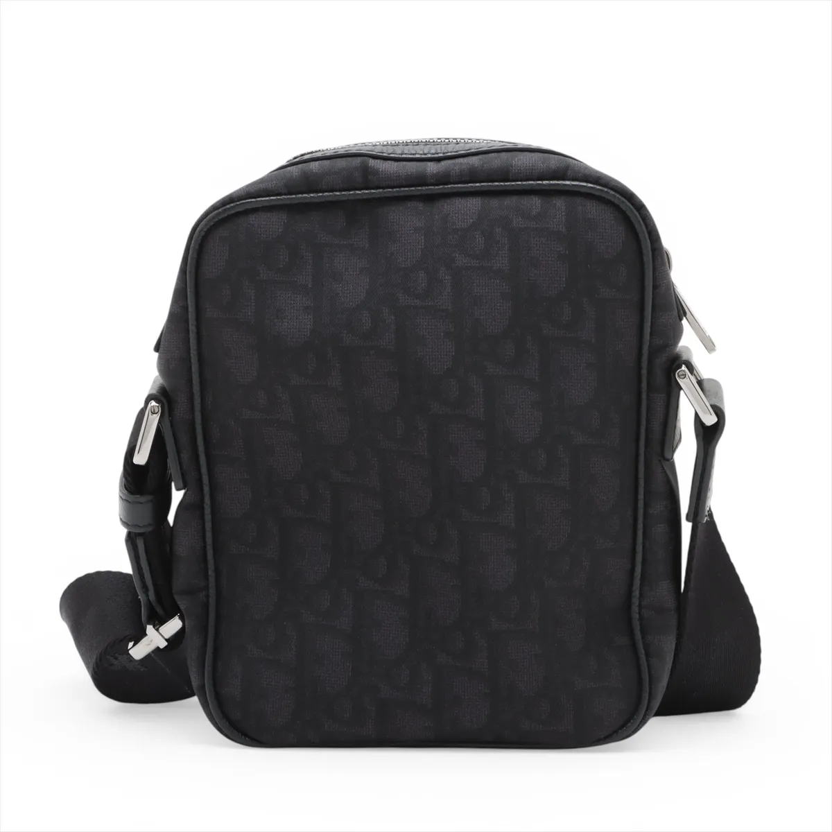 Oblique Nylon x Leather Shoulder Bag, Black — view 2