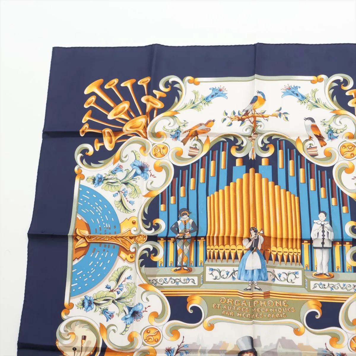 Carre 90 ORGAUPHONE ET AUTRES MECANNIQUES (Pipe Organ and Clockwork Instruments) Scarf, Silk, Navy, — view 2