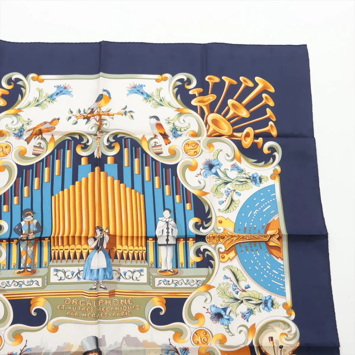 Carre 90 ORGAUPHONE ET AUTRES MECANNIQUES (Pipe Organ and Clockwork Instruments) Scarf, Silk, Navy, — view 3