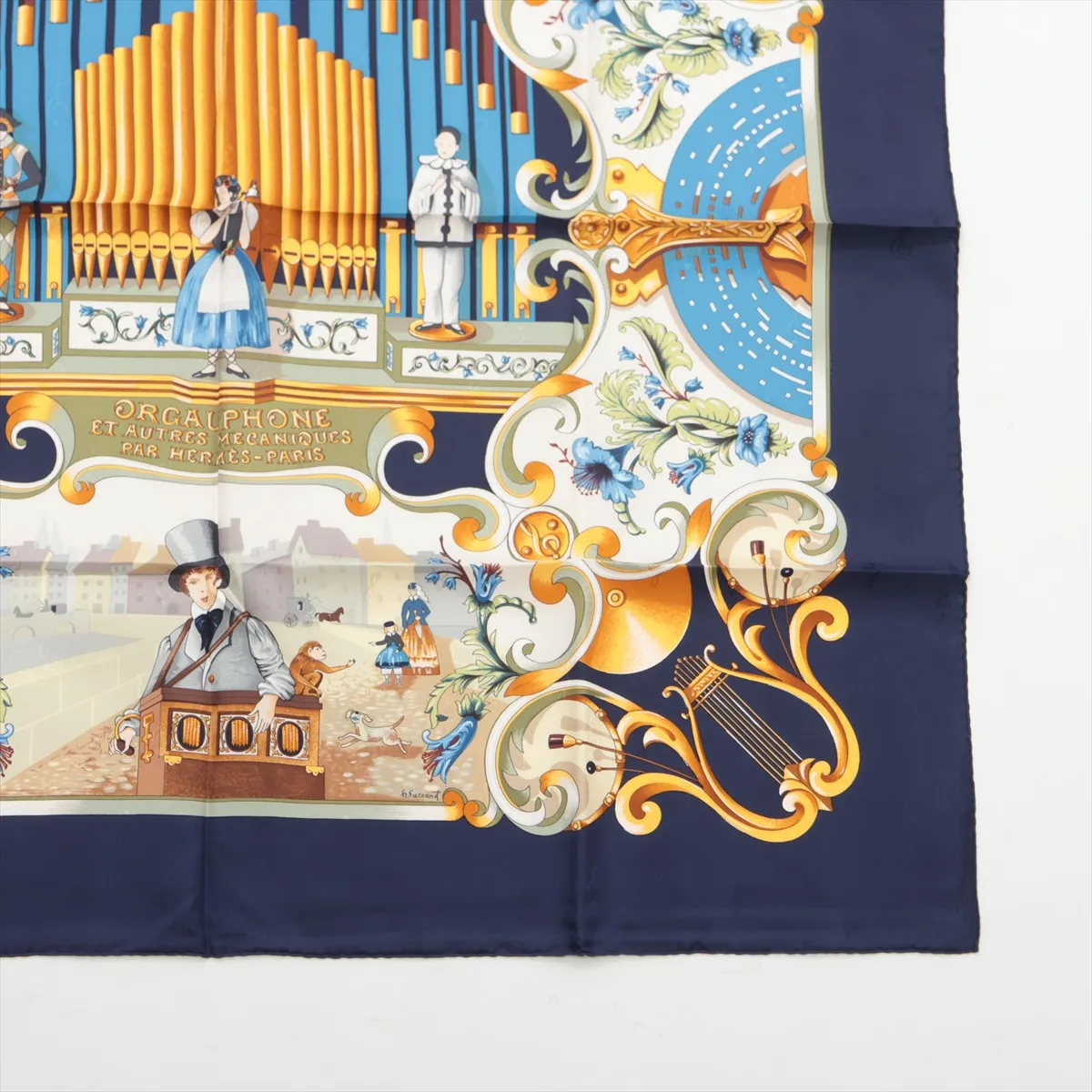 Carre 90 ORGAUPHONE ET AUTRES MECANNIQUES (Pipe Organ and Clockwork Instruments) Scarf, Silk, Navy, — view 4