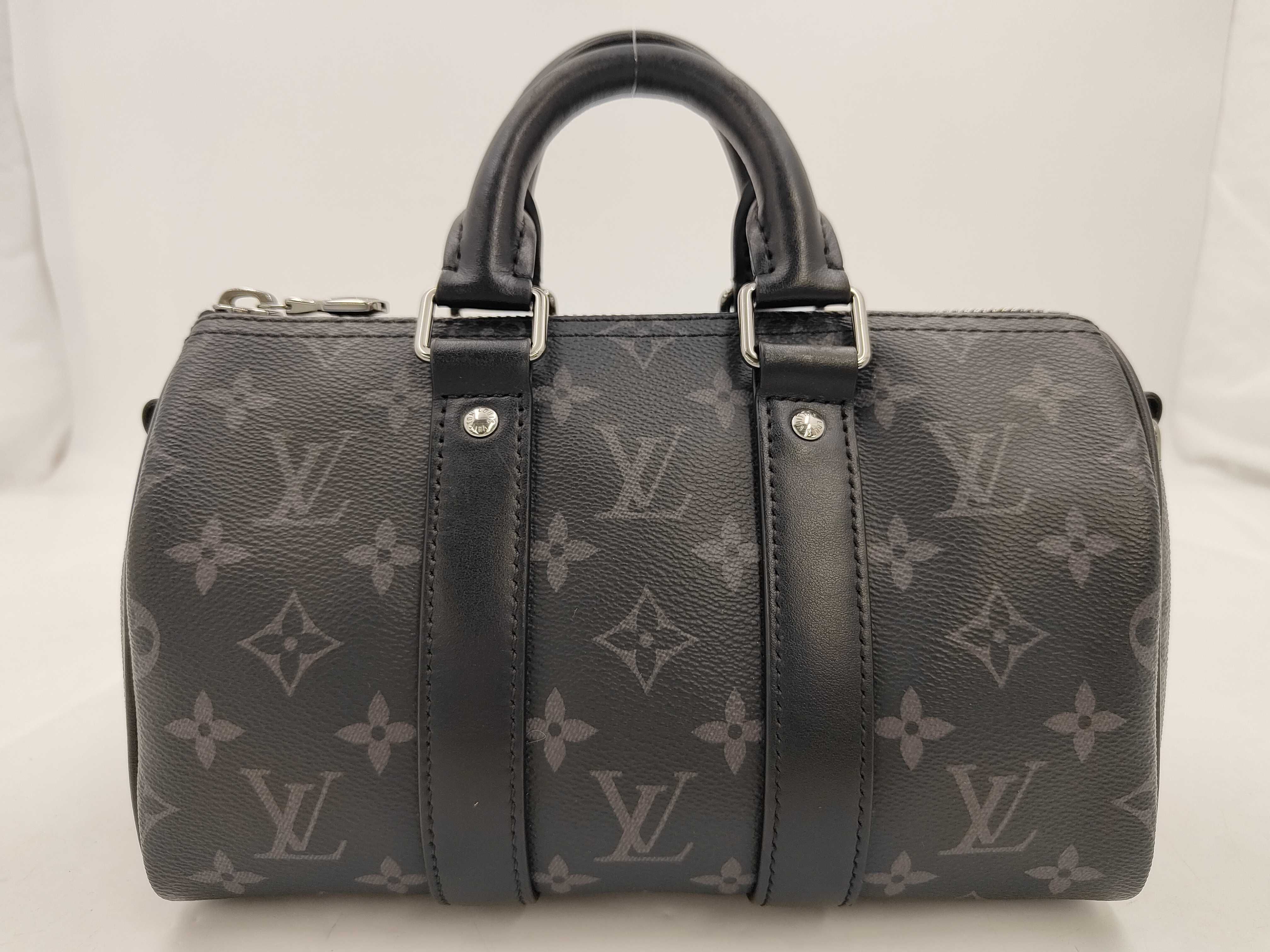 LV M46271 Monogram Eclipse Keepall Bandoulière 25 Handbag (without ST) Boston Bag